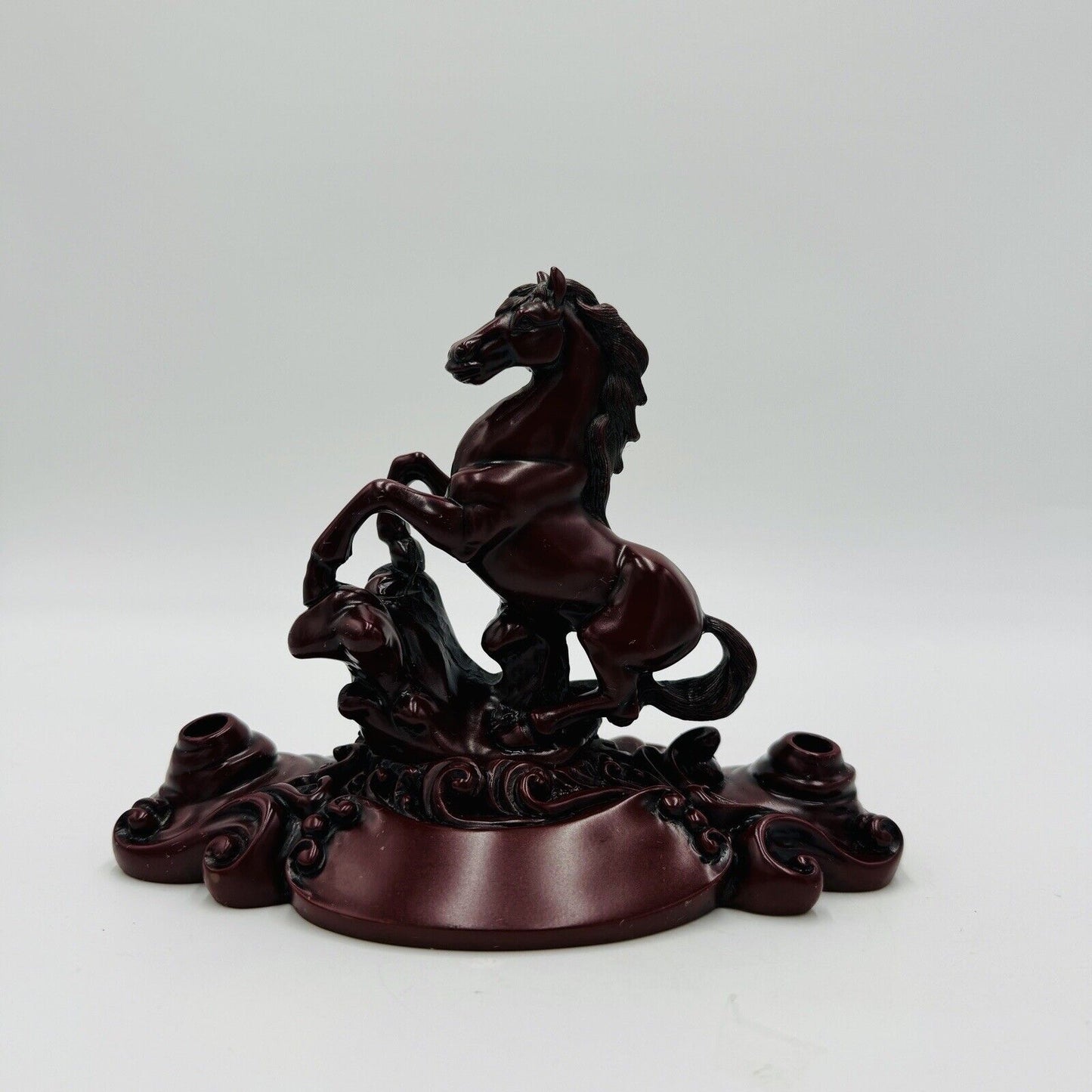 Chinese Red Resin Galloping Horse Pen Holders Desk Paperweight Vintage