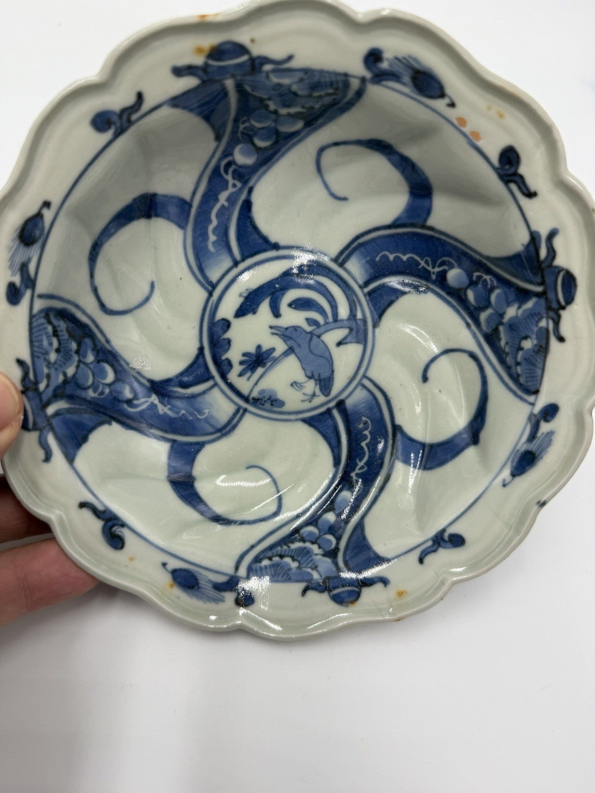 Antique lobed Japanese Imari Arita bowl 1760-90 handpainted #5040A