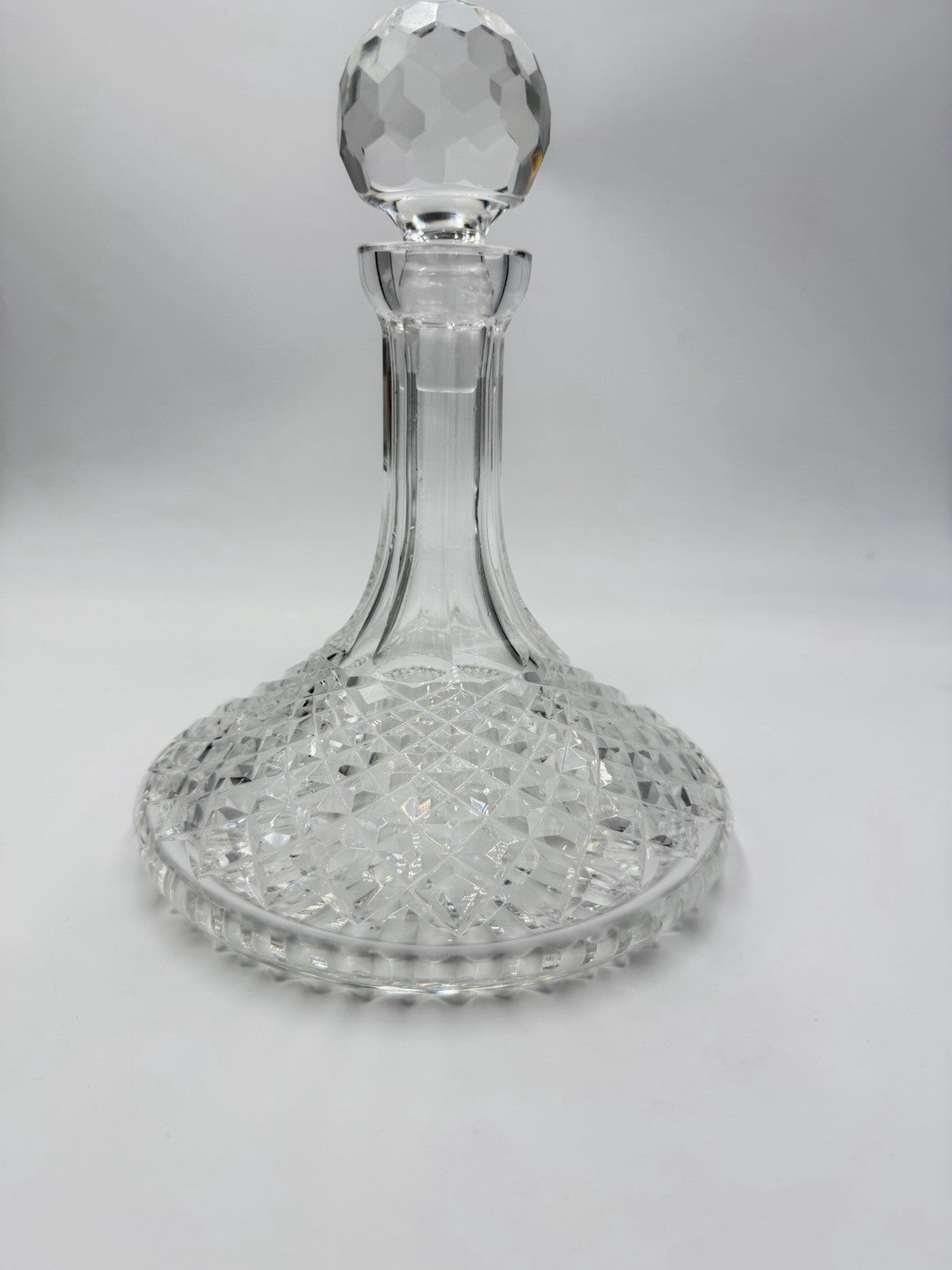 Waterford Crystal Alana Ship Decanter 10" Ireland Cut Glass Vintage W/stopper