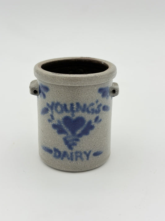 Rowe Art Pottery Works Salt Glazed Miniature Stoneware Vase 2”H Floral 1992