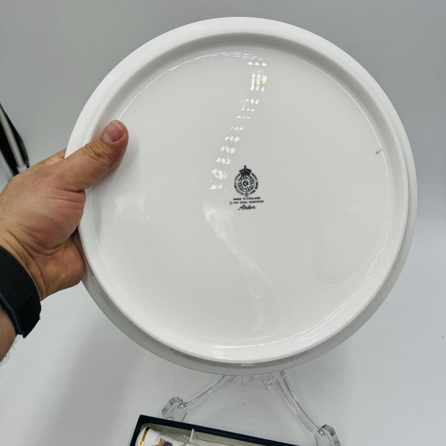 Royal Worcester Arden Fruit Porcelain cake plate & matching Cheese knife 1974