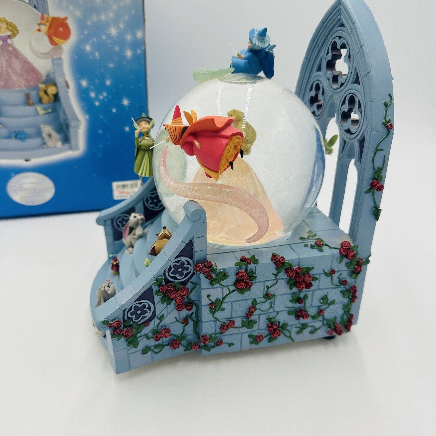 Disney Store Snow Globe Aurora with Fairies Once Upon A Dream Song Works W/box