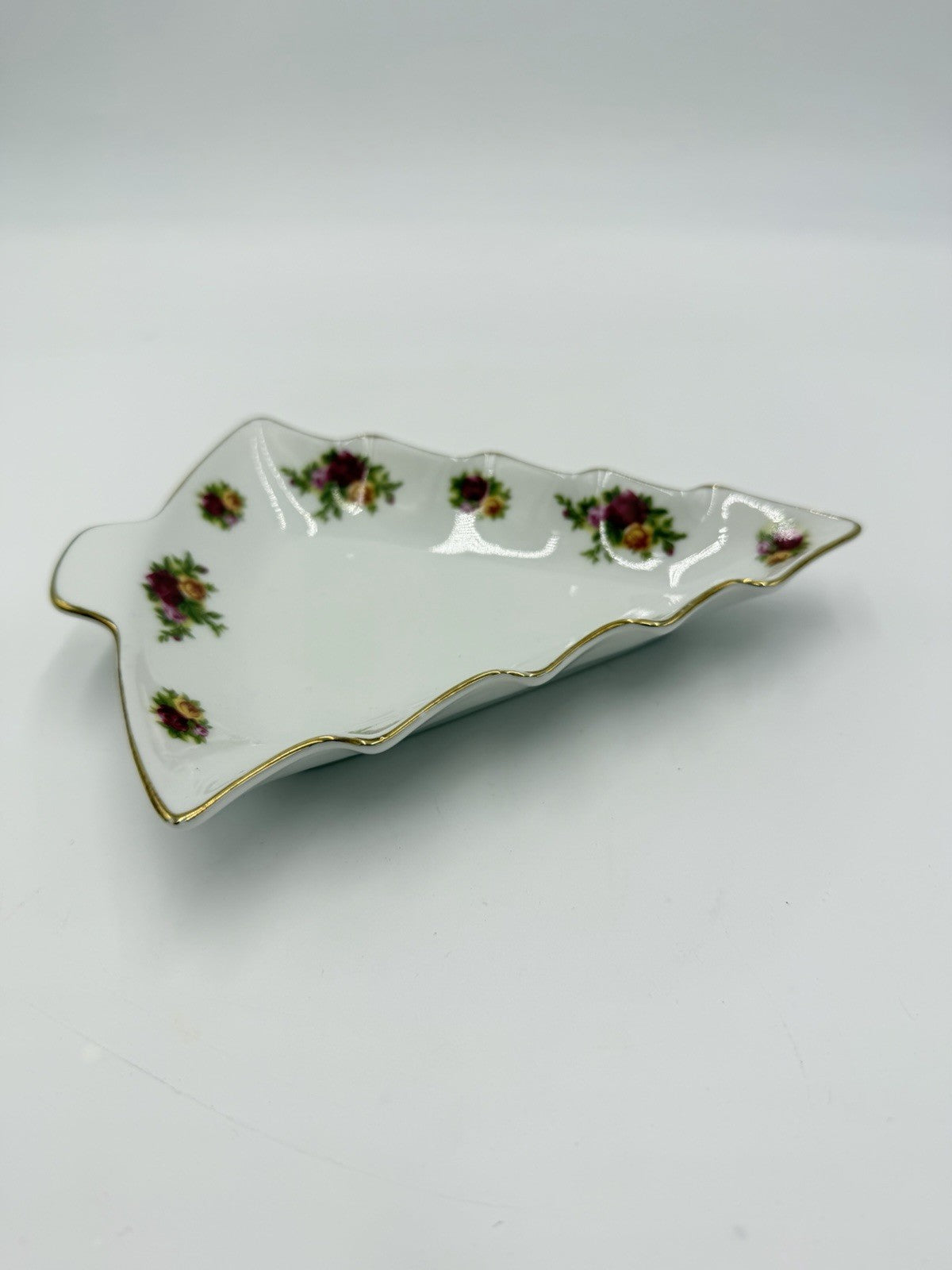 Royal Albert Old Country Roses Christmas Tree Shape Candy Dish Porcelain England