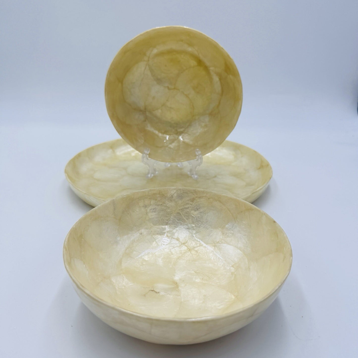 Capiz Shell Tray and Bowls Set 3 Pieces Vintage Dining Set
