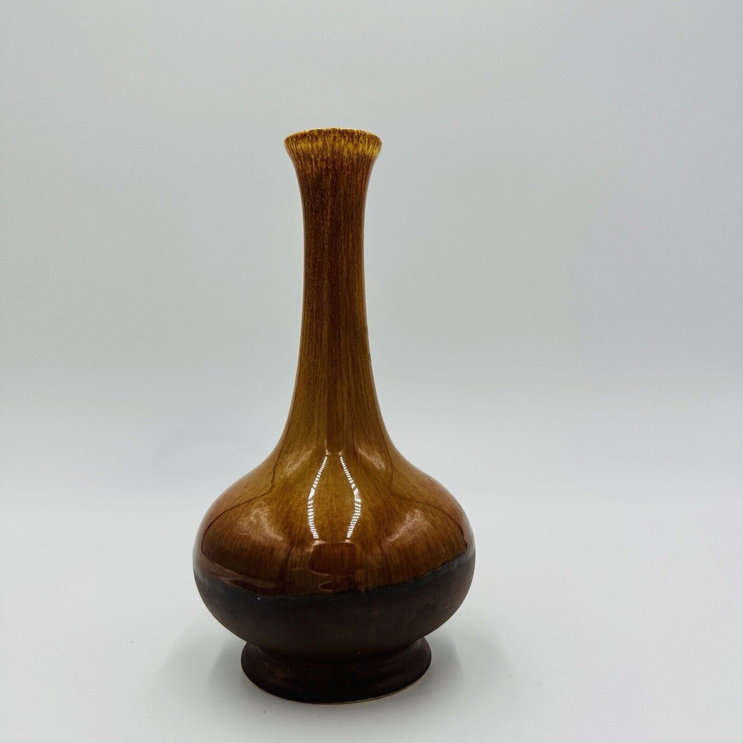 Royal Haeger Bud Vase Brown Dark Drip Glaze 7-1/4in Vtg Mid Century Modern