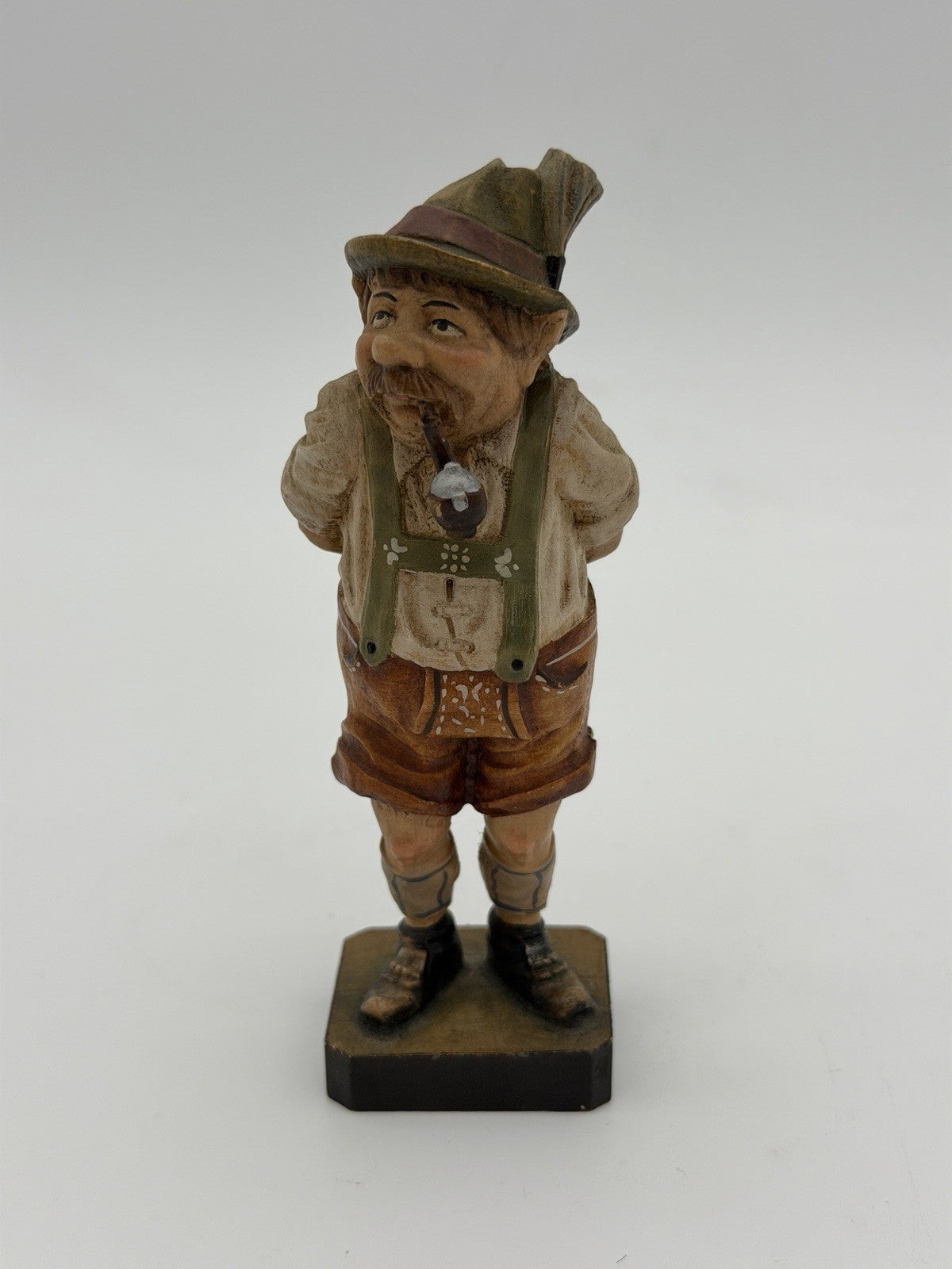 Antique Folk Art Wood Carved Smoker Figurine Swiss Old Man Hand Made Vtg 4”