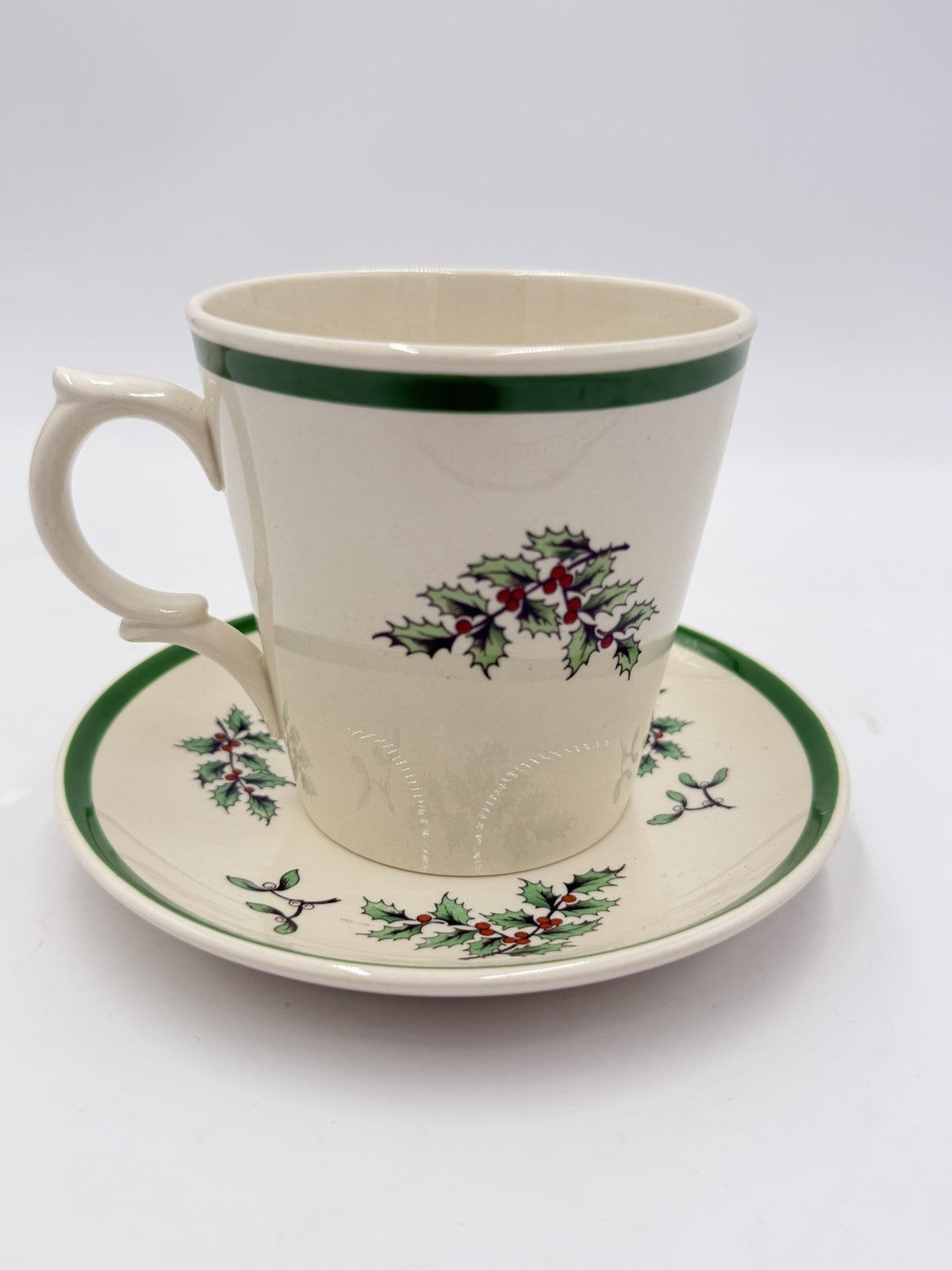 Vtg Spode Christmas Tree Pointed Handle S 3324 Tea Cup Mug & Saucer Antique