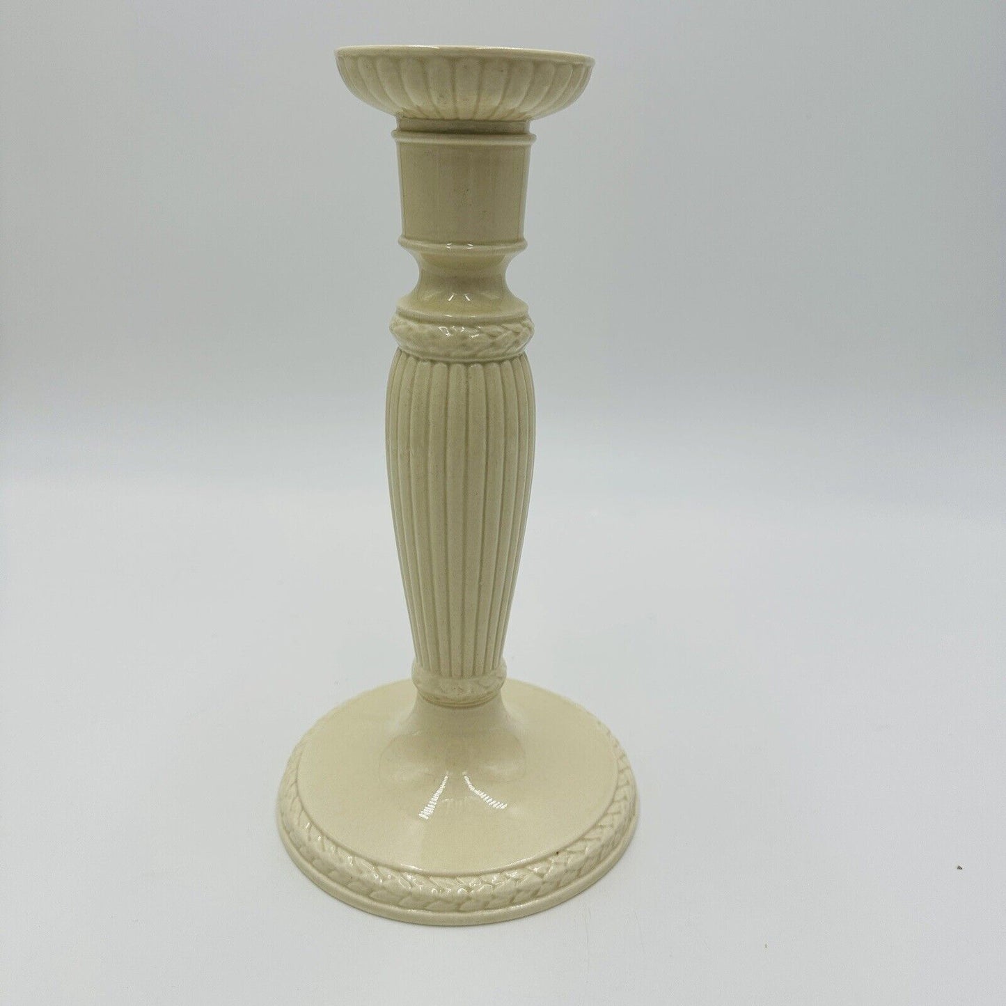 Wedgwood Candlesticks Etruria & Barlaston 10in Embossed Cream England Vintage