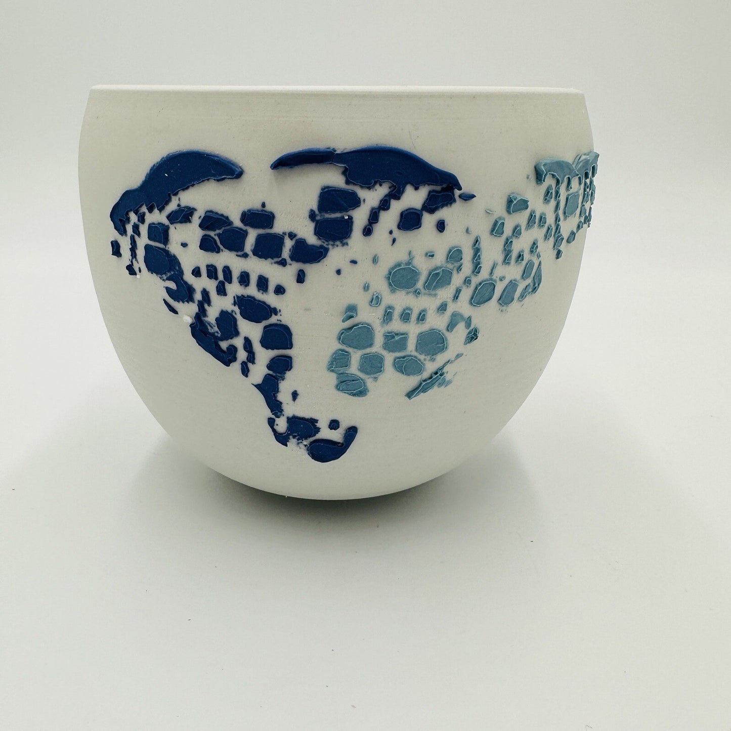 Danish Bowl Pottery Ceramic 1970s White Blue Collection Serveware