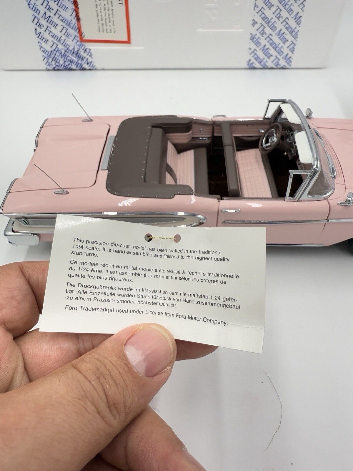 Franklin mint 1958 Ford Edsel Citation convertible 1:24 scale diecast Pink New