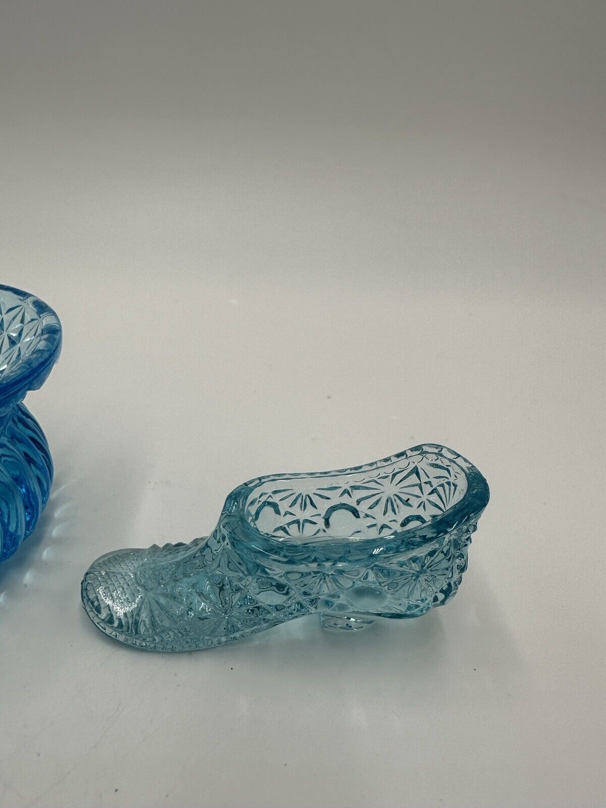 Fenton Victorian Shoes Set of 3 Mini Vase Vintage Aqua Blue Art Glass