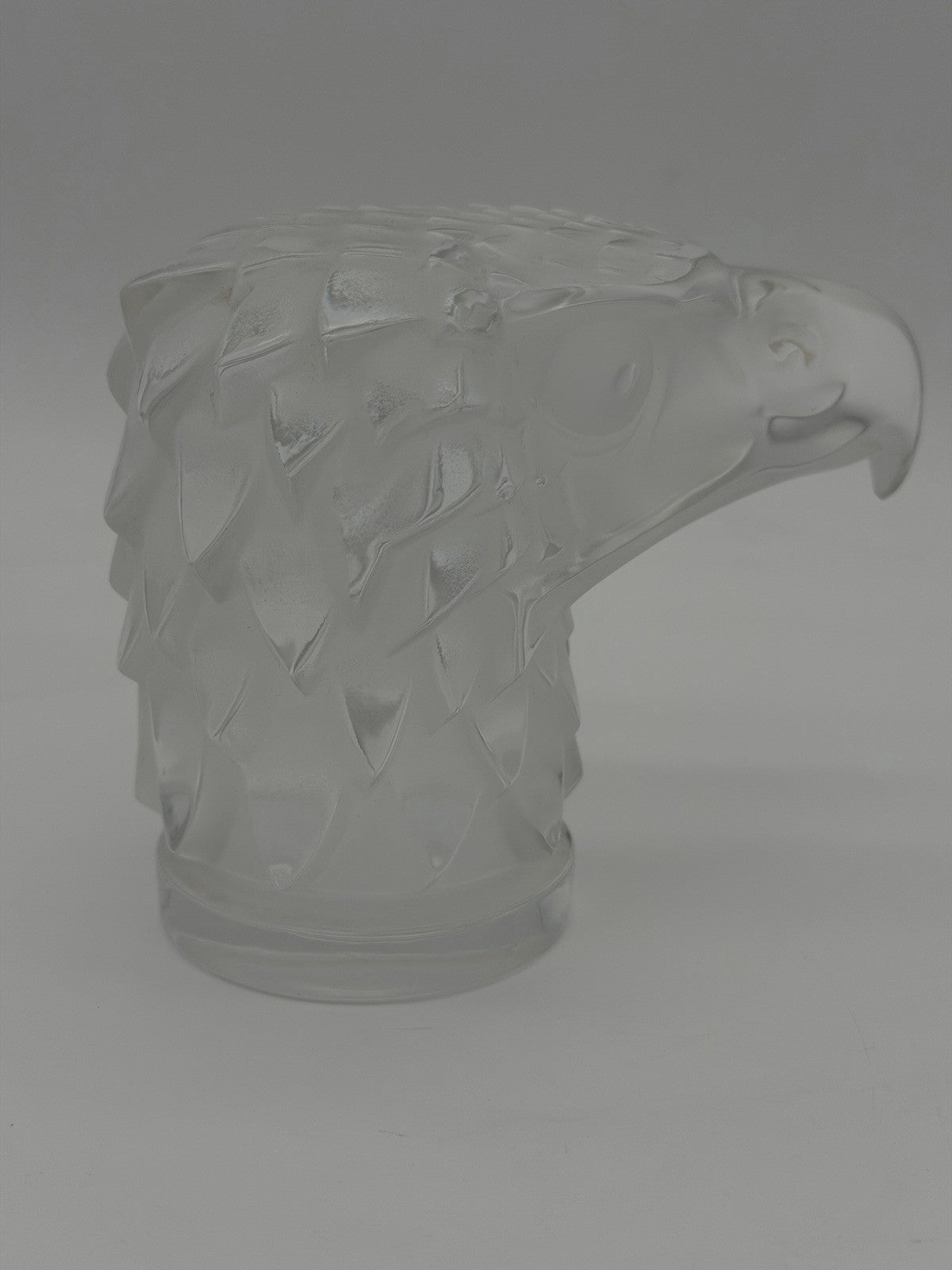 Lalique France Crystal Eagle Head Tête D’Aigle Figurine Signed Vtg Sculpture