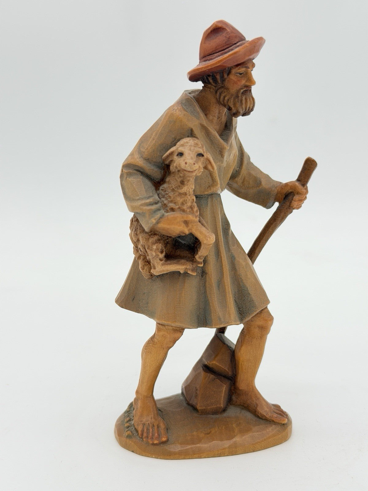 Anri Italy Folk Art Vintage Hand Carved Wood Shepherd Nativity Figurine 5.5”H