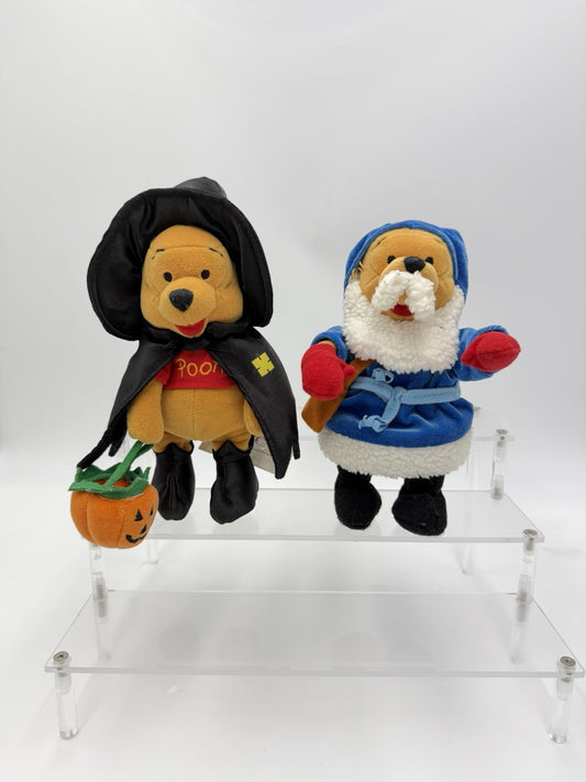 Disney Store Vintage Winnie The Pooh Halloween Christmas Plush Figurines 8”