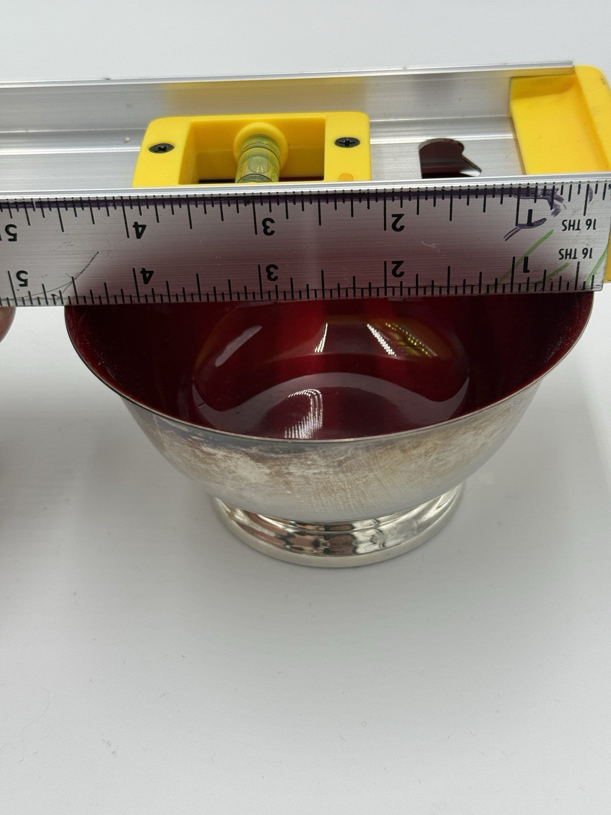 MCM Reed & Barton  Bowl #102 Red Enamel Silver Plated 5" Diameter