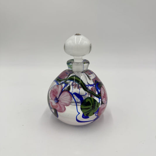 Richard Olma Art Glass Paperweight Perfume Bottle Signed Flower Vine Rare 4”
