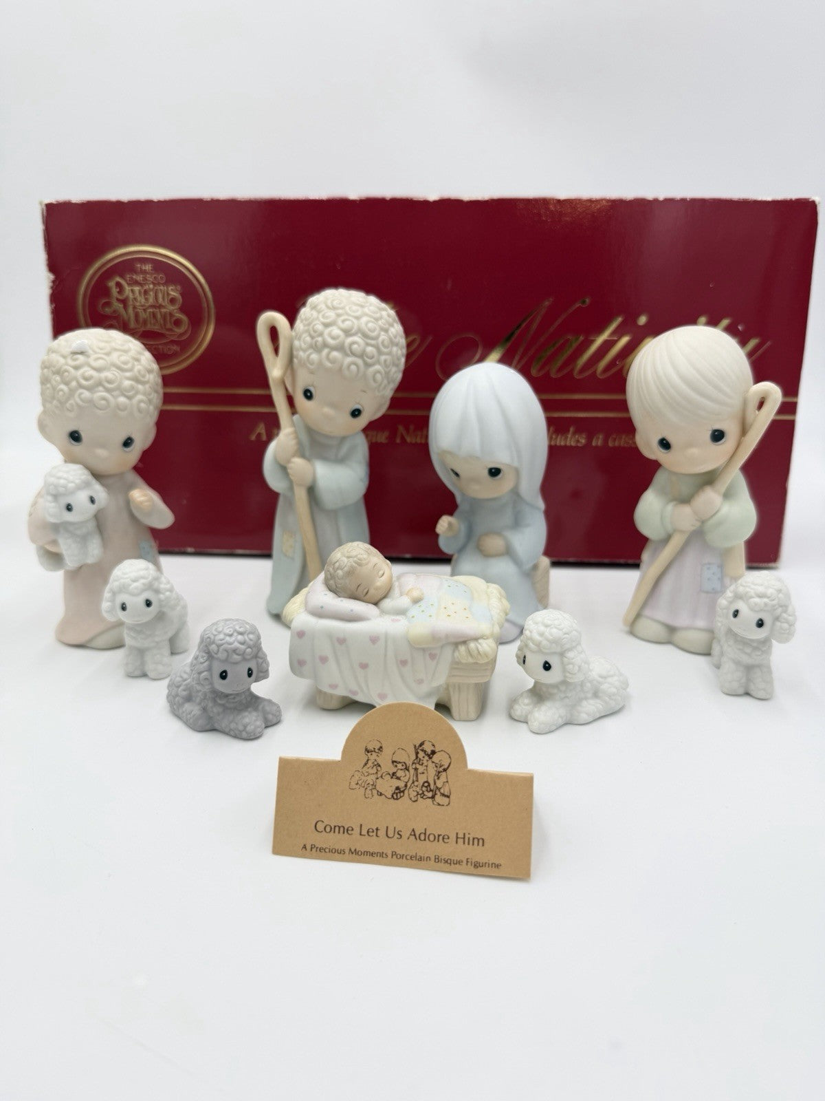 Precious Moments The Nativity Porcelain Bisque 9 Piece Set Figurines