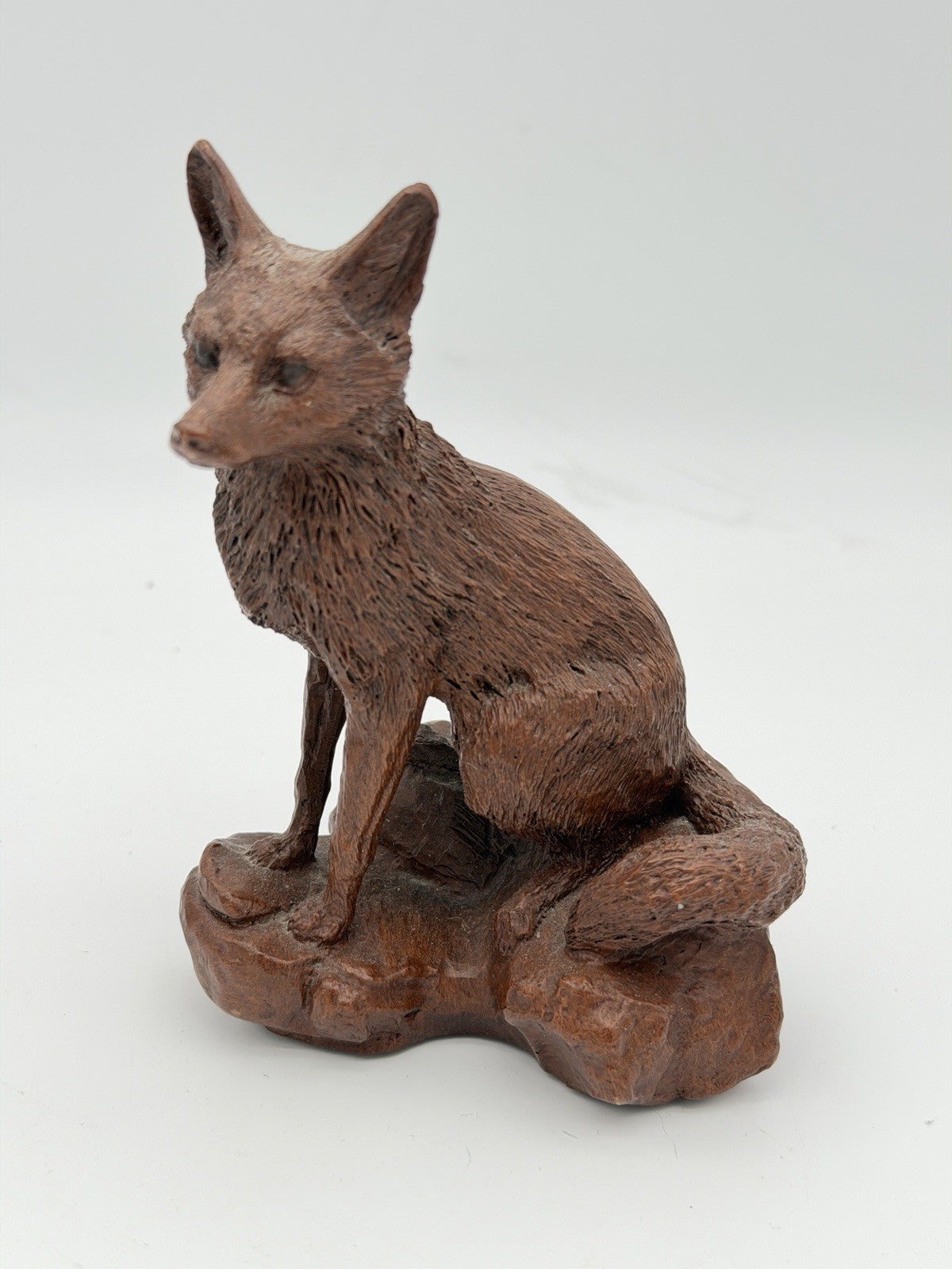 Rare Red Mill MFG Sculptures USA Fox Carved Resin Rustic Figurine 5”