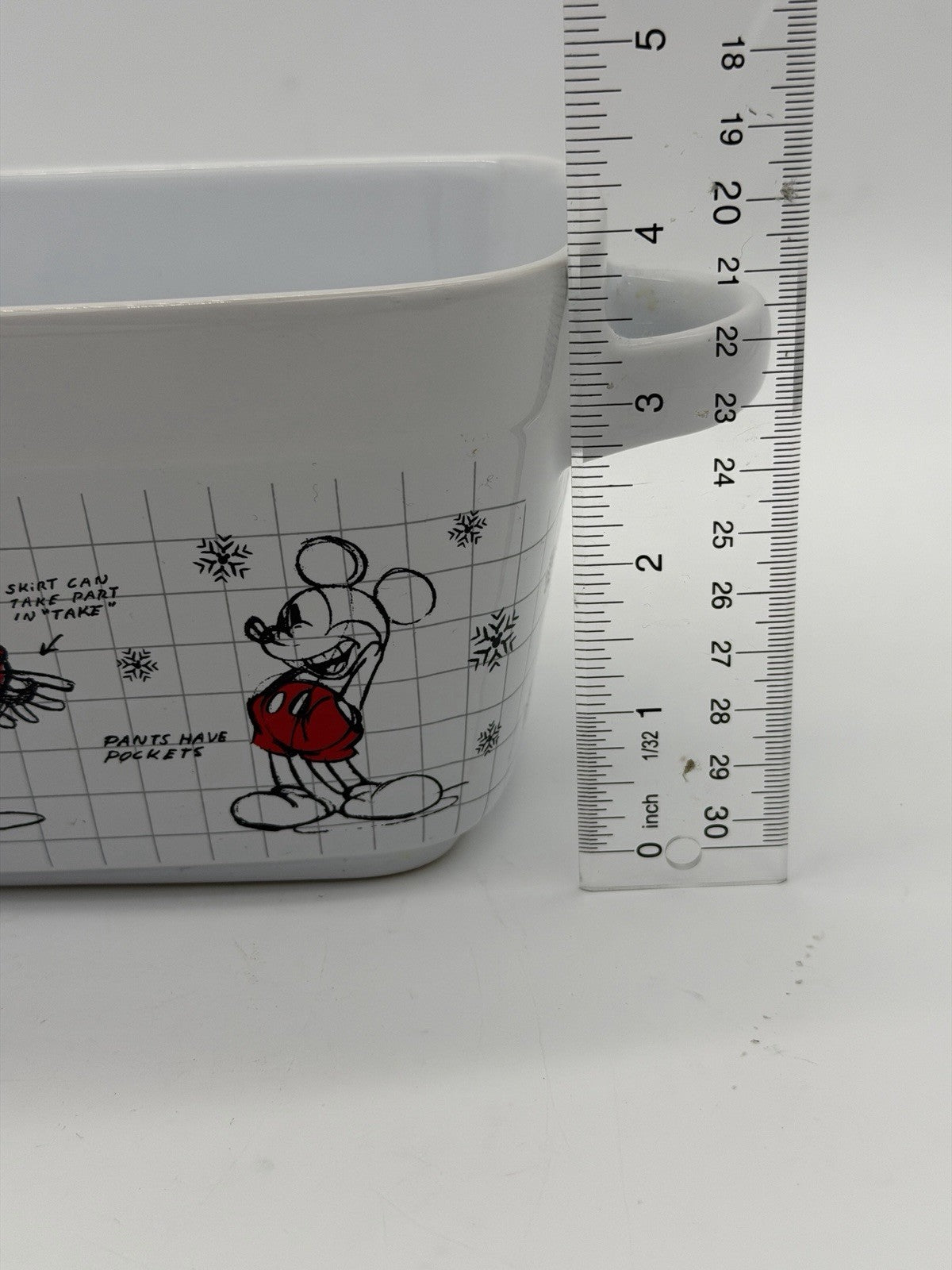 Disney Mickey Minnie Mouse Christmas Sketchbook Loaf Pan Bowl Porcelain