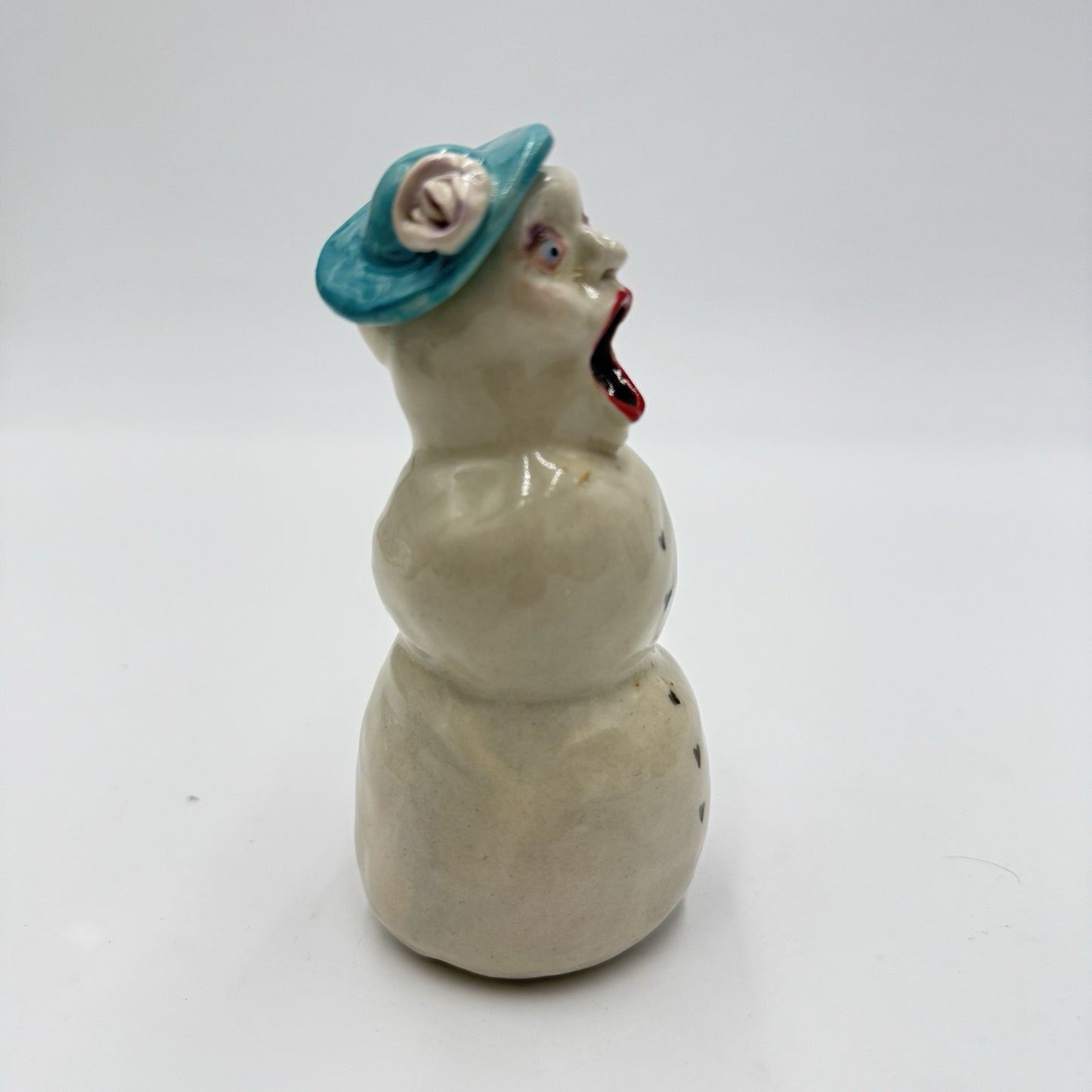 Rare Signed Studio Art Pottery Snowwoman Figurine B Clower 4.5in