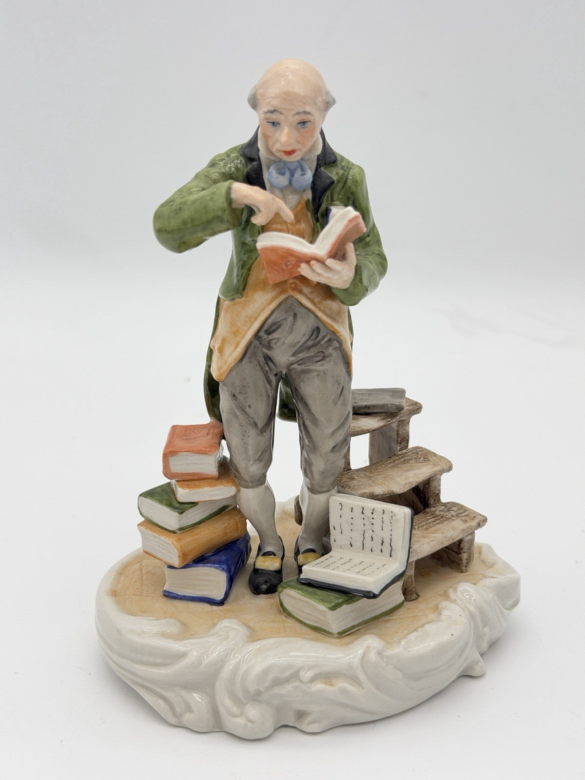 MV Mueller & Co Volkstedt 1907 Porcelain Germany Victorian Librarian Figurine