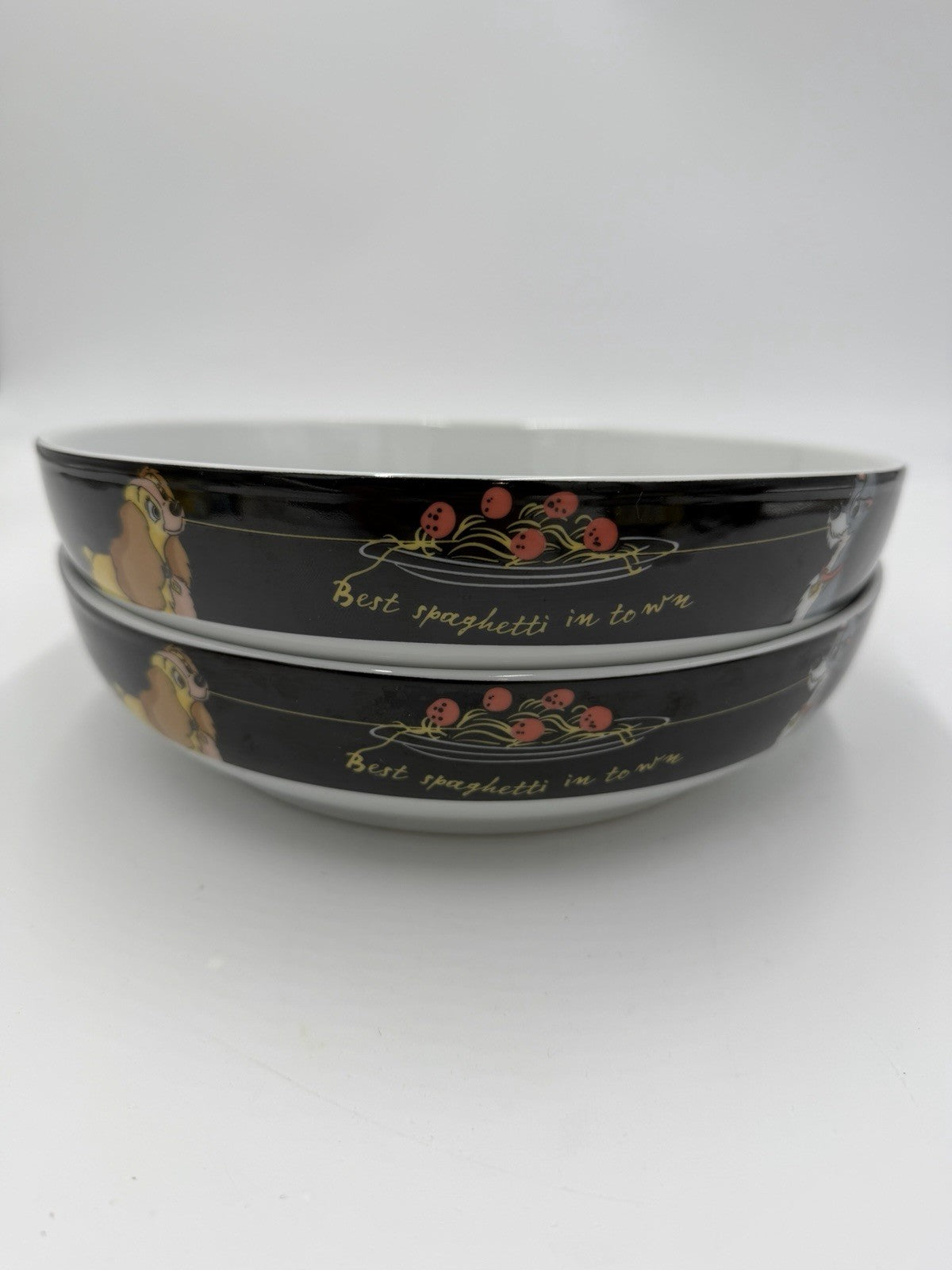 Disney Lady And The Tramp YOU HAD ME AT SPAGHETTI Dinner Pasta Bowl Set of 2