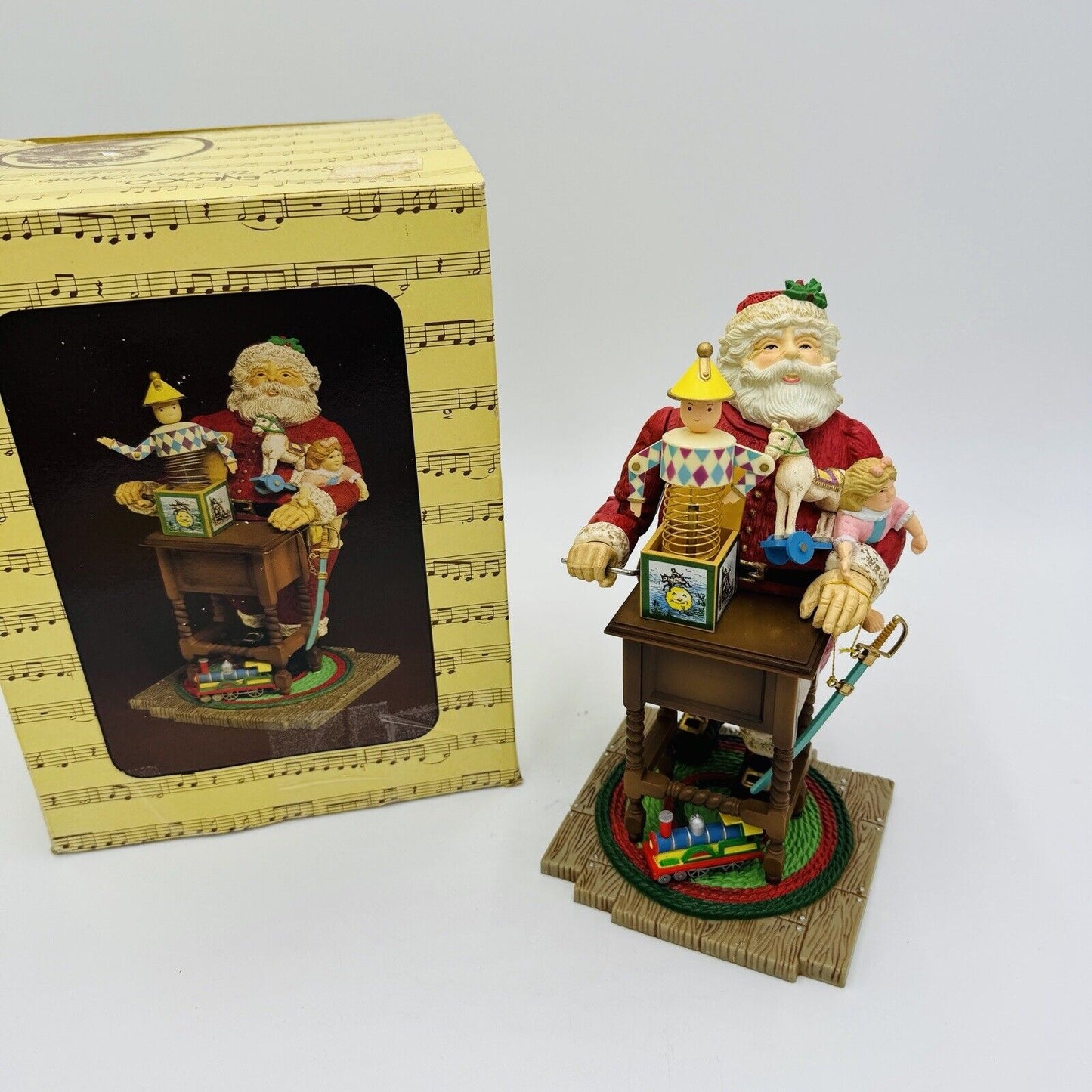 Enesco Small World Of Music Christmas Santa Wind Up Toys Box Holiday Rare