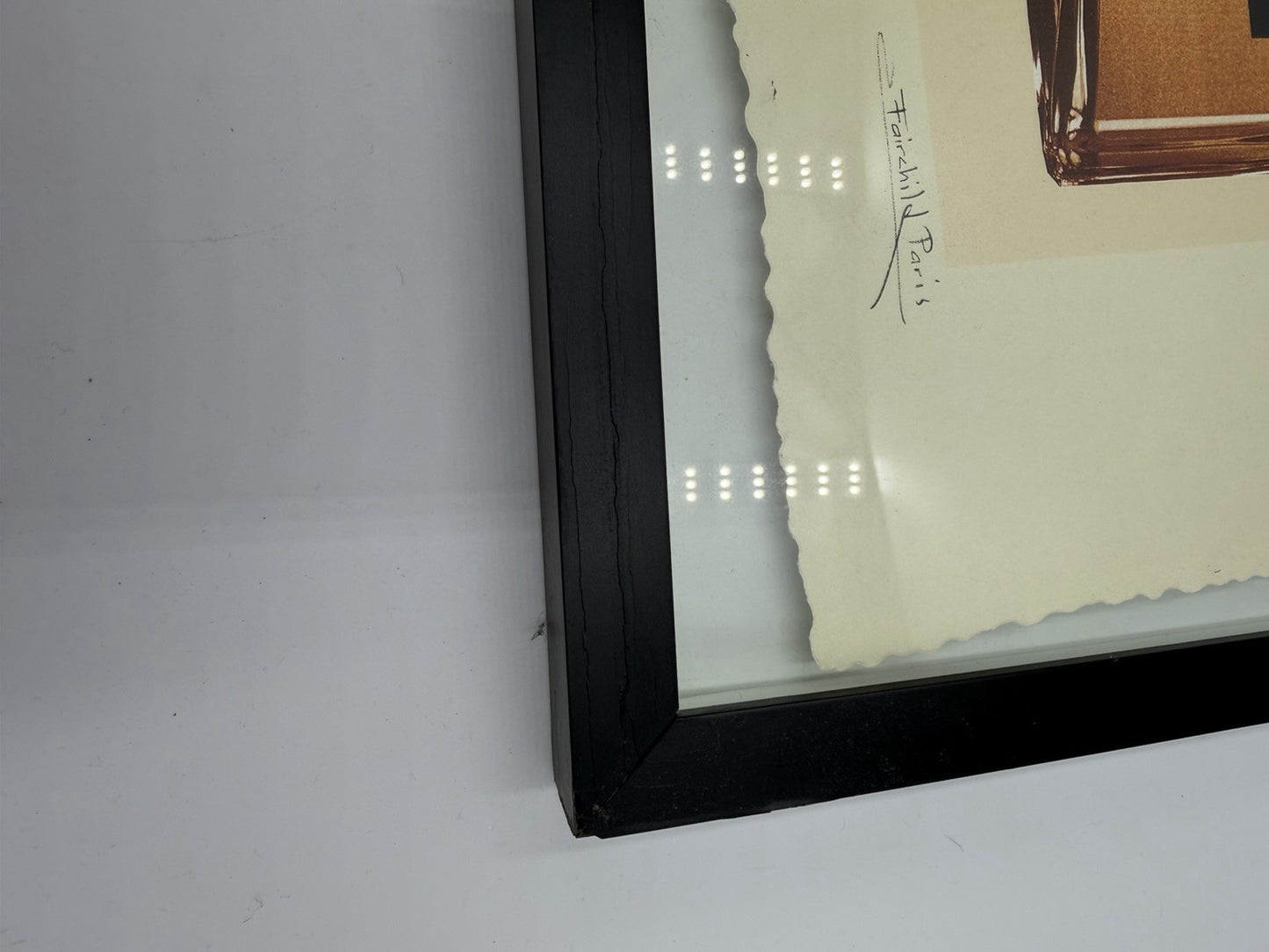 Fairchild Paris Pop Art Print Coco Chanel RM Gold Perfume Bottle Framed 15”x15”