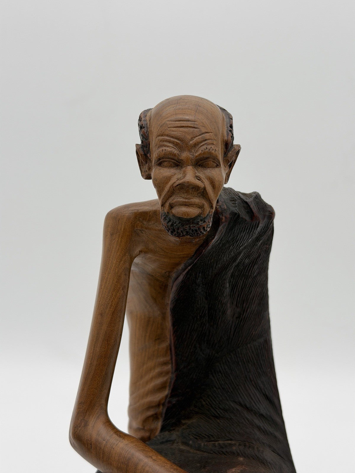 Vintage Folk Art Hand Carved Wood African Tribal Hunter Sculpture 13”H