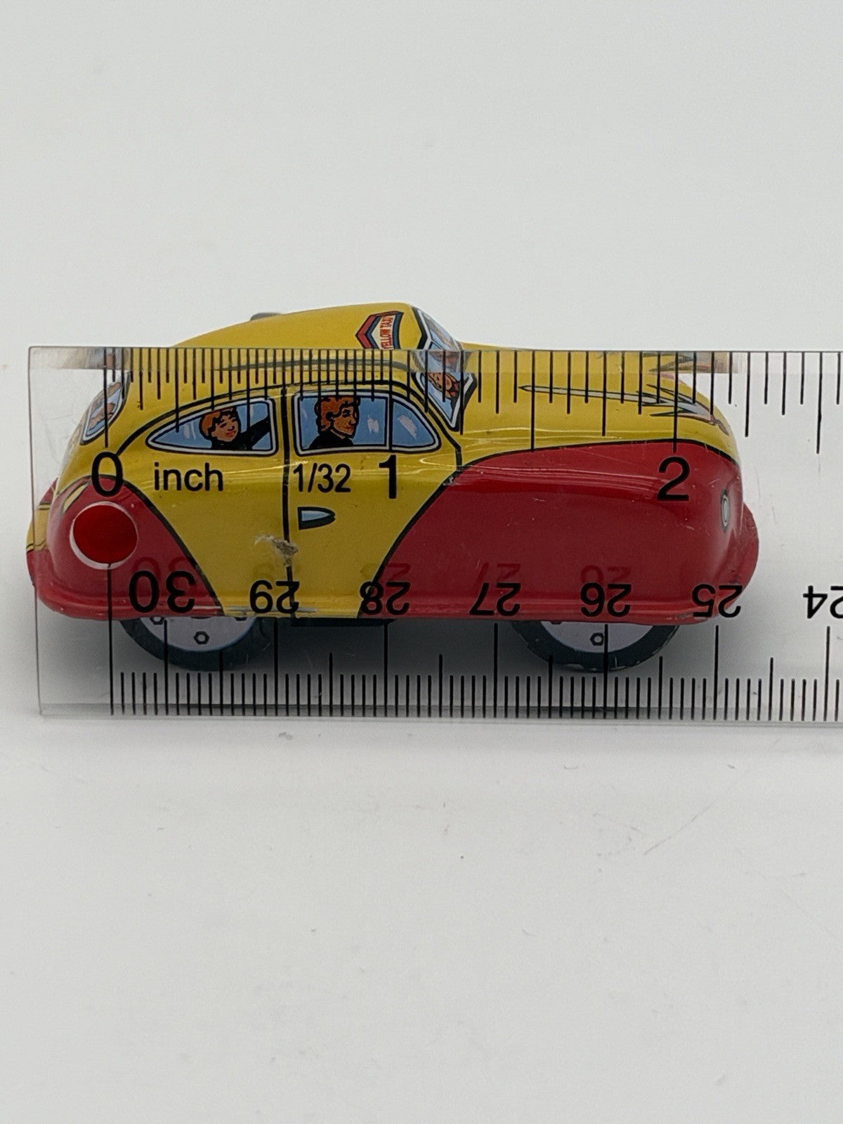 Tin Toy Yellow Taxi Cab Retro Clockwork Toy Car Vintage 1”x2” Metal Japan 6781