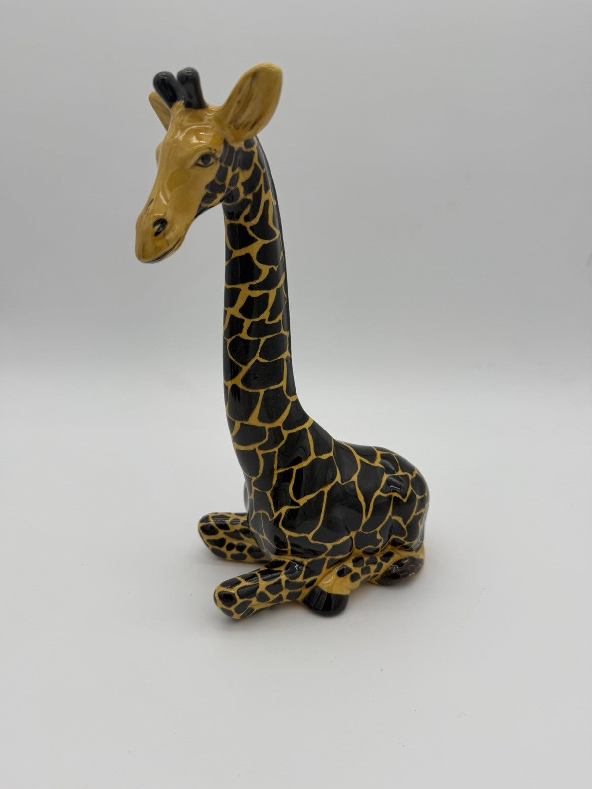 Studio Art Pottery Ceramic Giraffe Painted 10” Sculpture Signed Vintage Rare