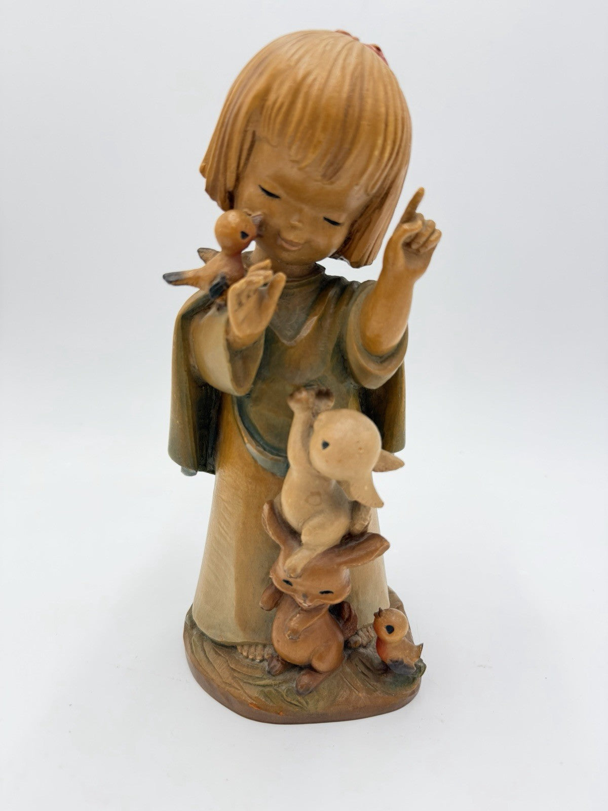 Anri Ferrandiz Wood Carved Figurine Talking to the Animals 1984 Italy 10”Vtg