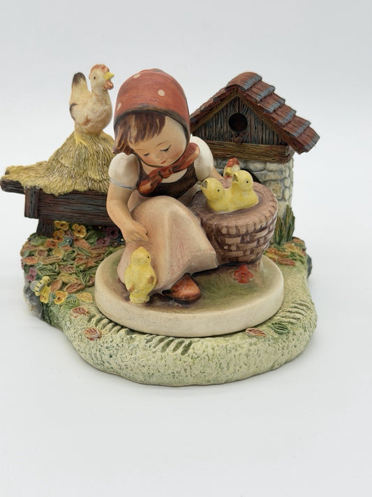 Hummelscapes Goebel Millennium Harvest Chickens & Girl With Chicks Figurine