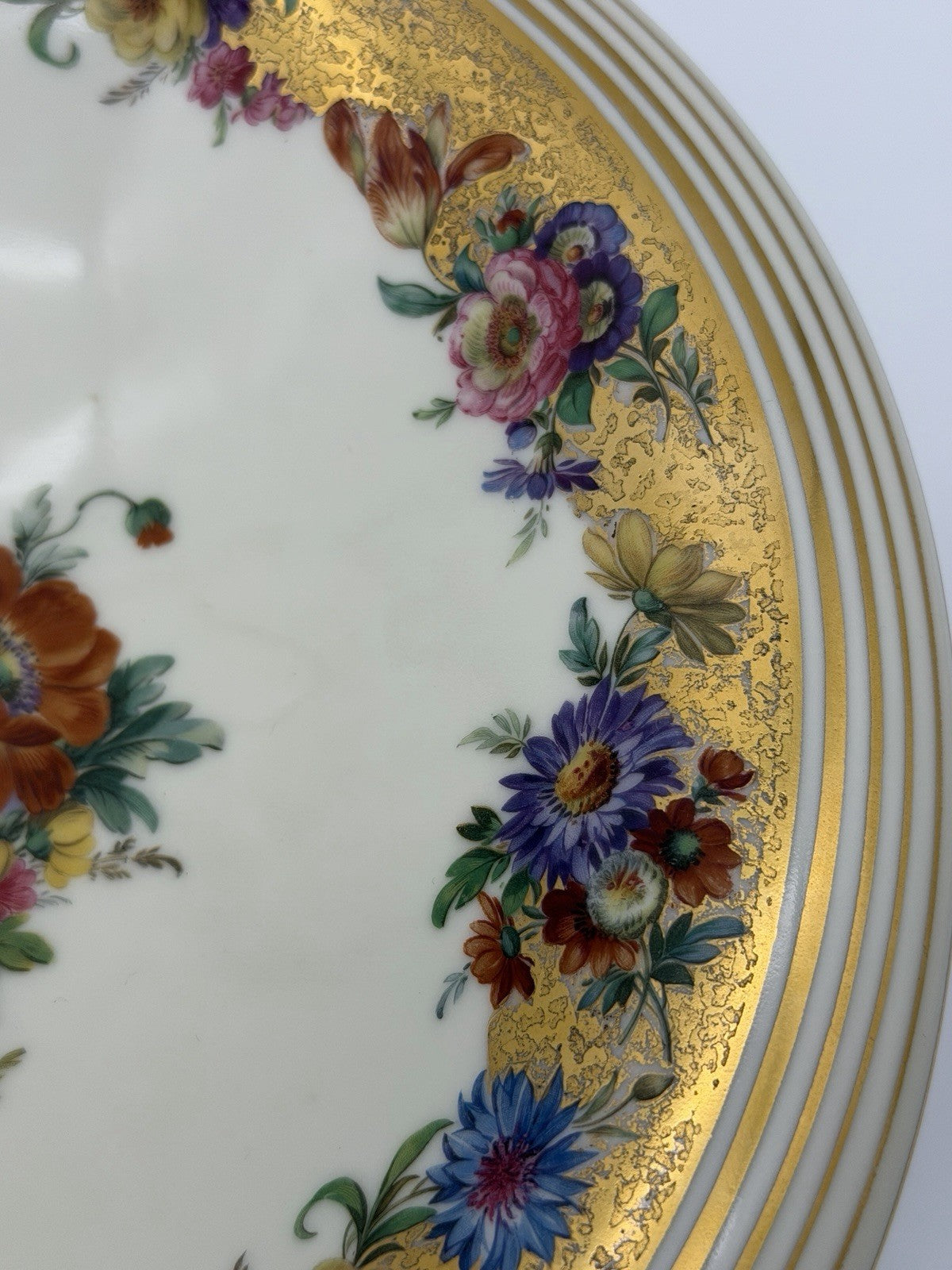 Antique Schoenau Germany Porcelain #3003 hand painted Floral Footed Large Bowl
