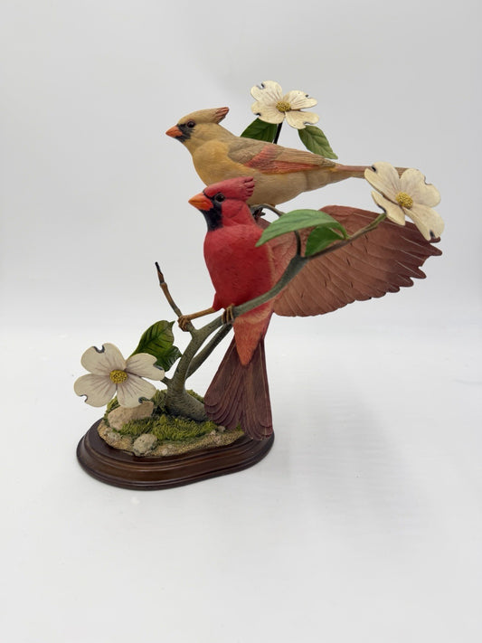 Danbury Mint Spring Romance Cardinals Flower Branch By Jeff Rechin Figurine