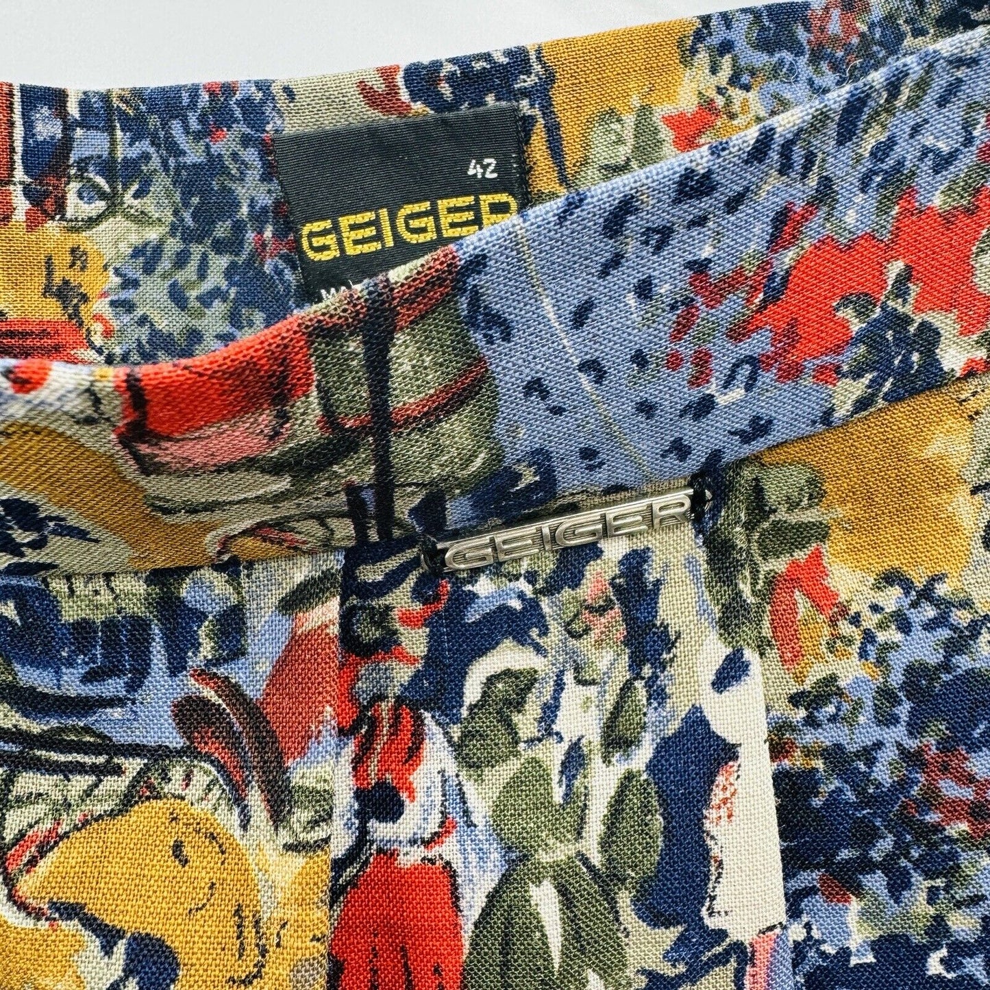 Geiger Pleated Printed Pure Wool Skirt size 42 Made In Austria Vintage 33inL