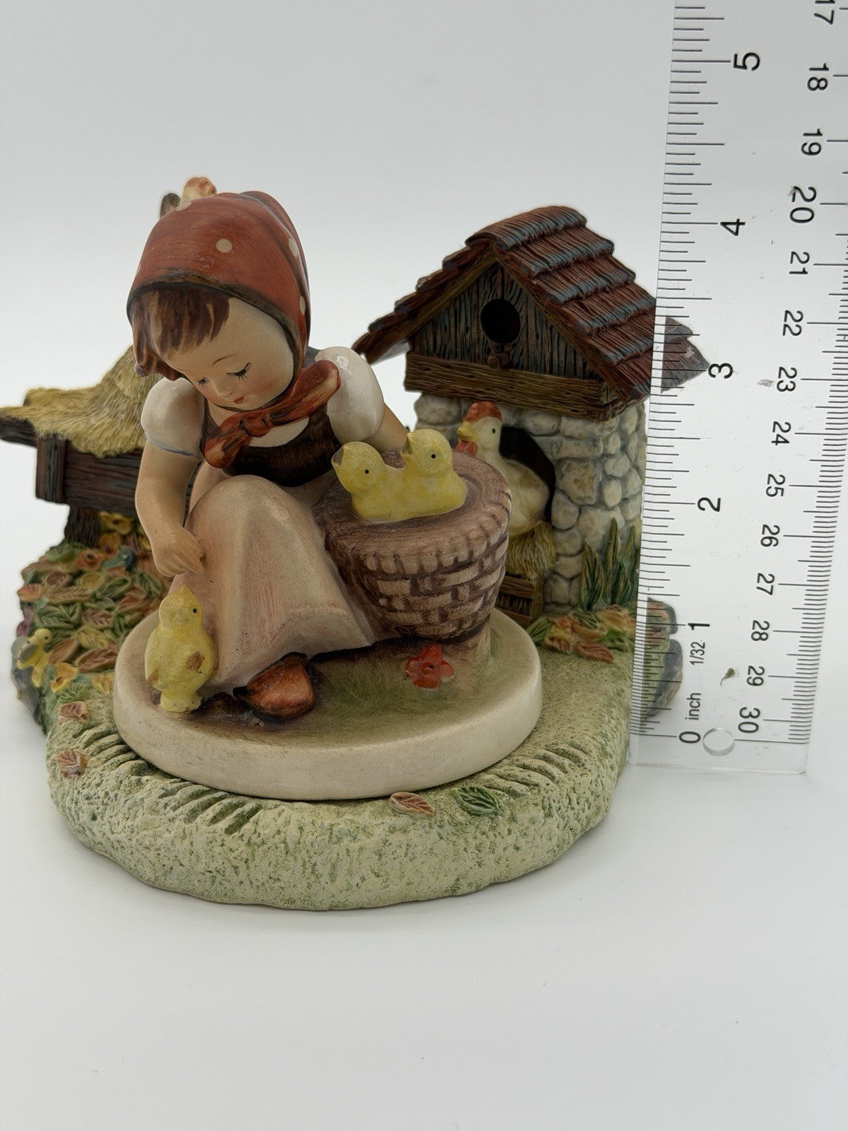 Hummelscapes Goebel Millennium Harvest Chickens & Girl With Chicks Figurine