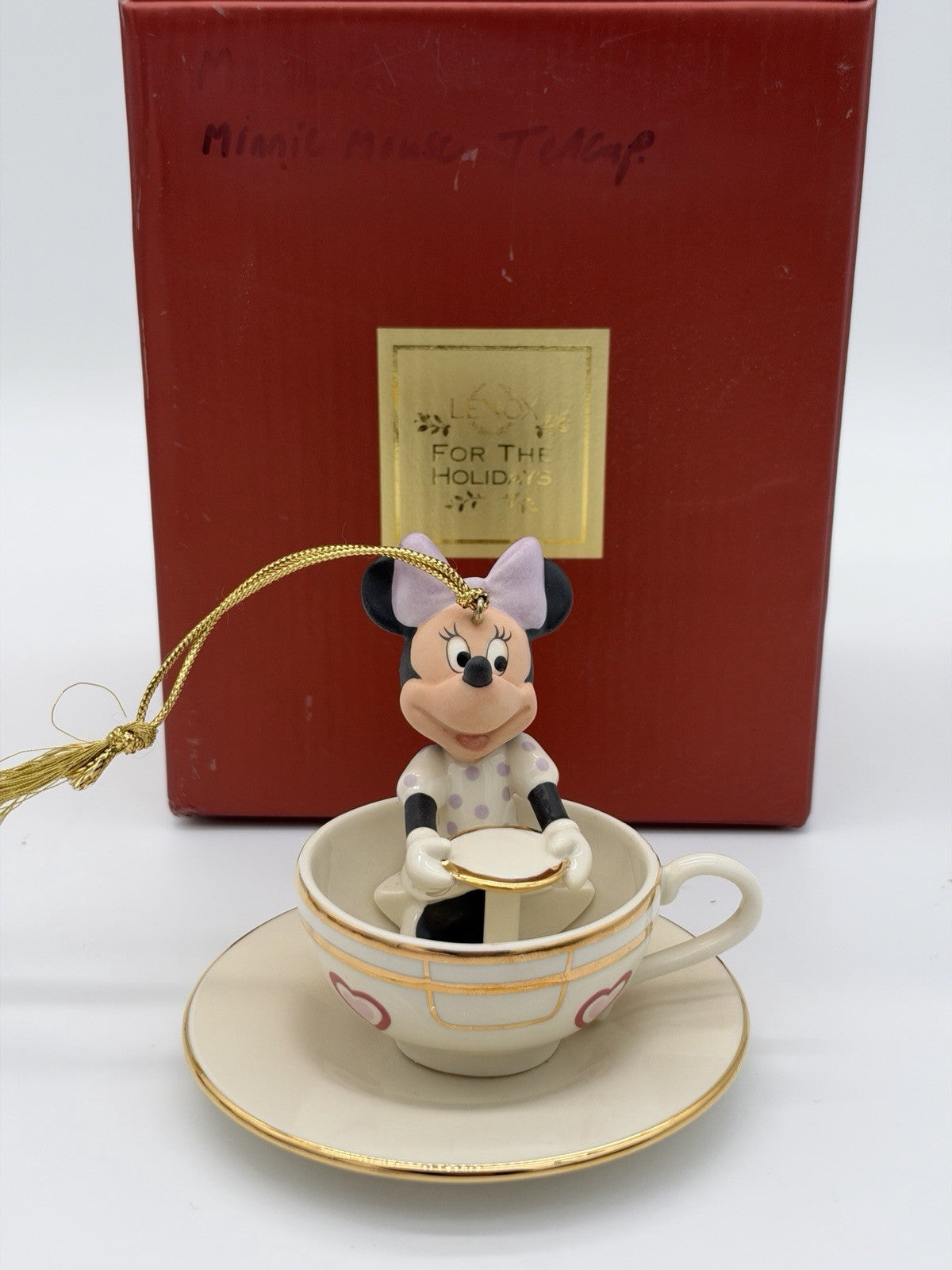RARE Lenox Disney Showcase A Teacup Ride with Minnie Mouse Porcelain Ornament 2