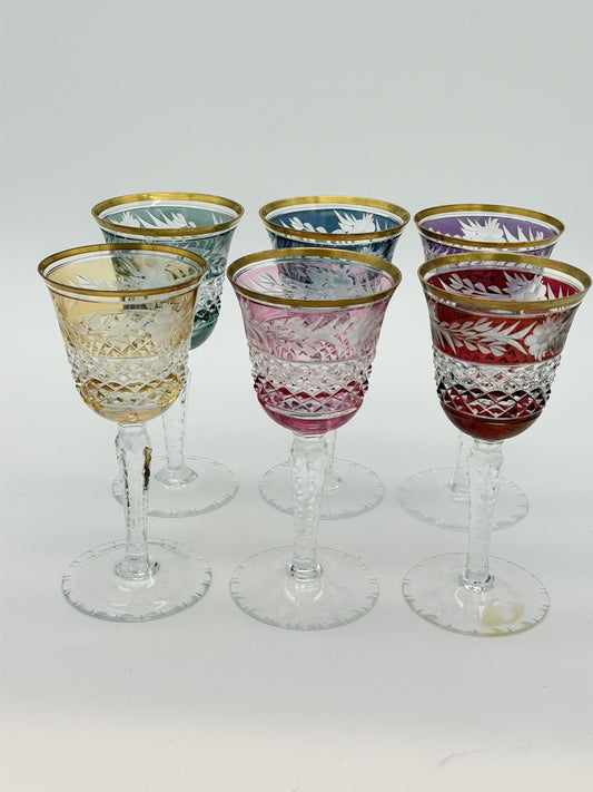 Ebeling & Reuss Marchioness 6”H Claret Wine Goblets Multicolor 6 PCs Crystal
