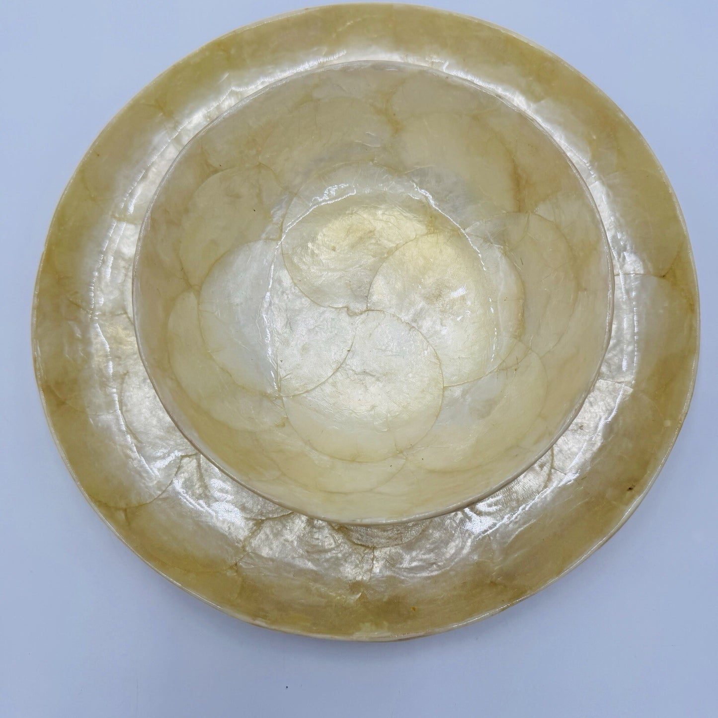 Capiz Shell Tray and Bowls Set 3 Pieces Vintage Dining Set