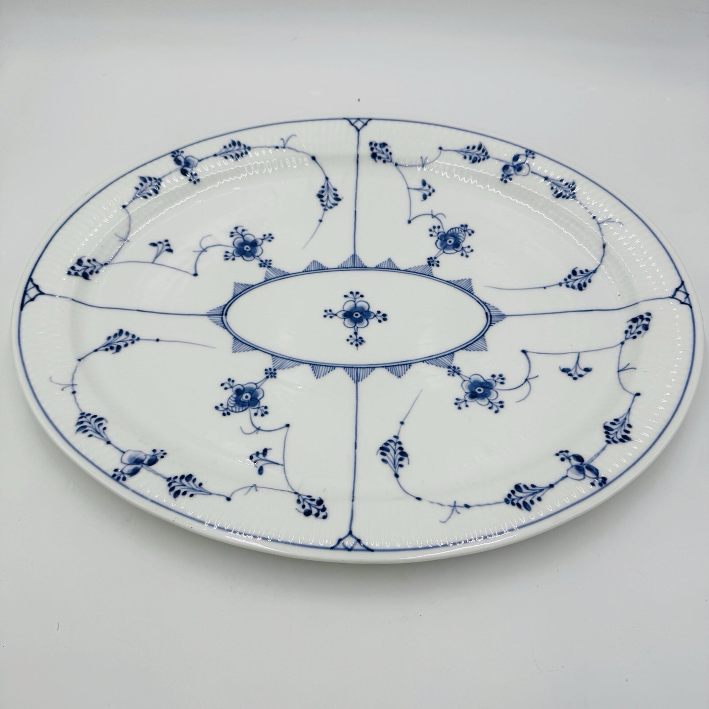 Antique Royal Copenhagen Blue Fluted Plain Large 18in Oval Platter #348 Rare