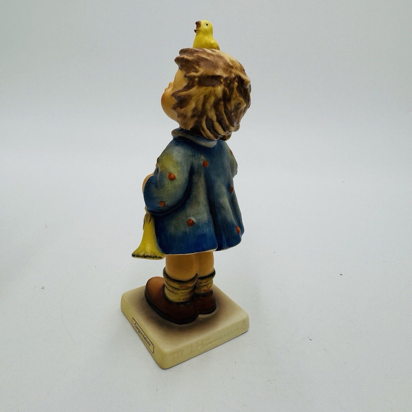 Hummel Goebel Congratulation Figurine Girl with Bird Plant & Horn  #17/0 Vintage