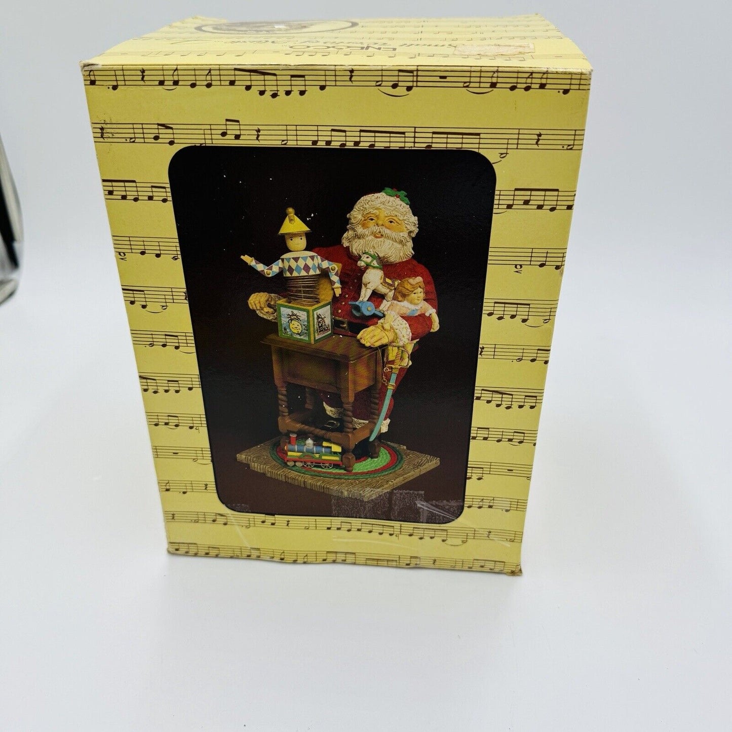 Enesco Small World Of Music Christmas Santa Wind Up Toys Box Holiday Rare