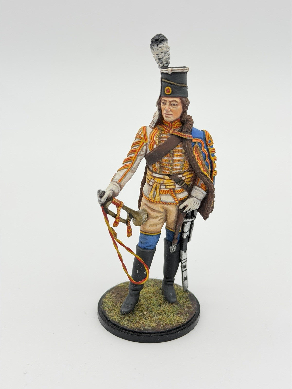 Hand Painted Metal Soldier Prussian Hussar Trumpeter 1750s Scale 1:18 Soldier