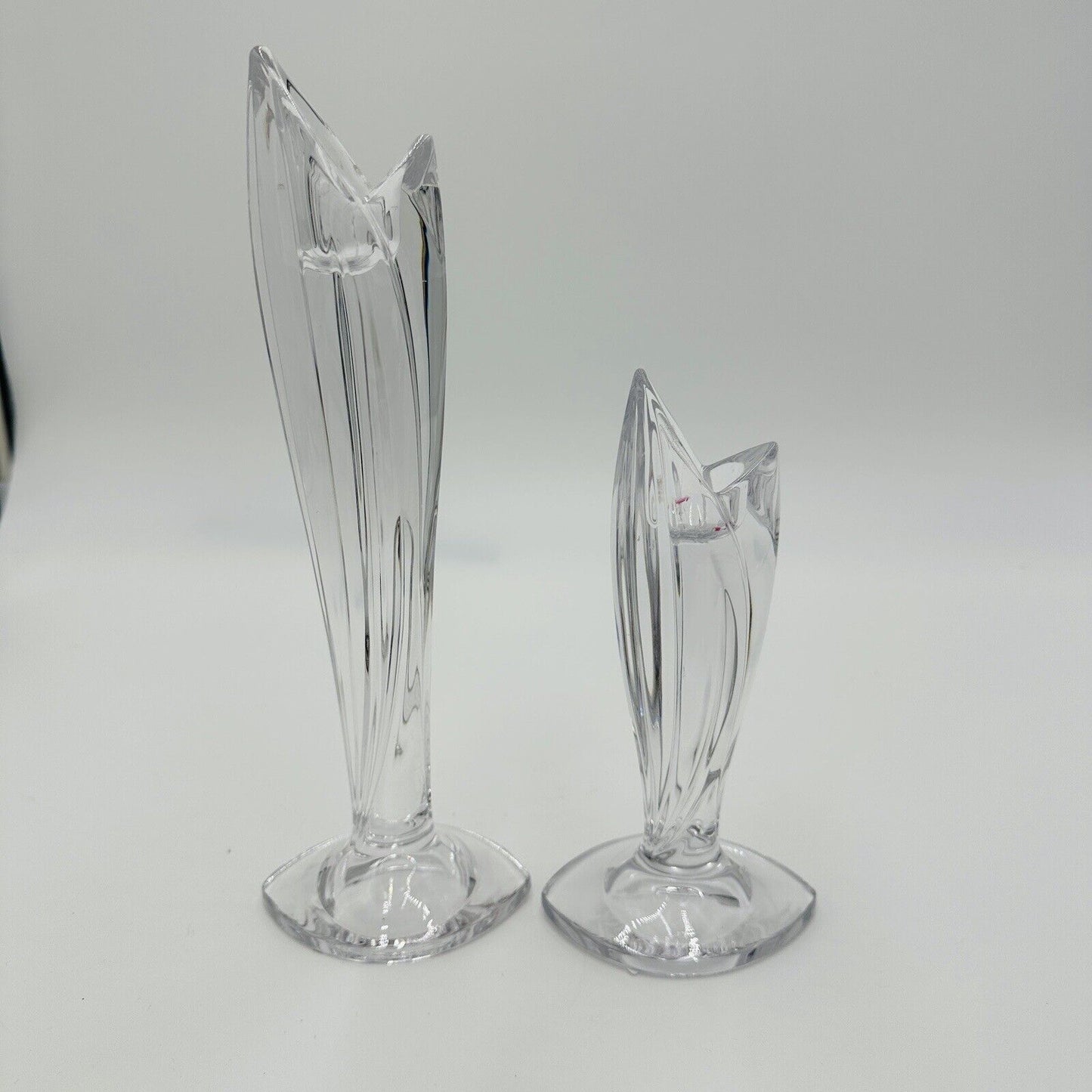 Waterford Crystal Candlesticks Pair Signed Clear Marquis Candle Holders 2 Sizes