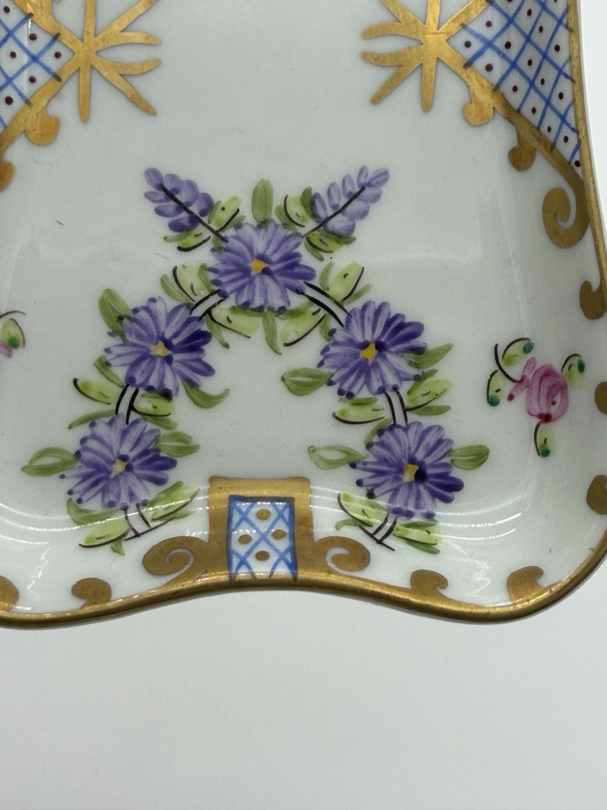Limoges France Porcelain Hand Painted Floral Pattern Tray/dish 5”x3”