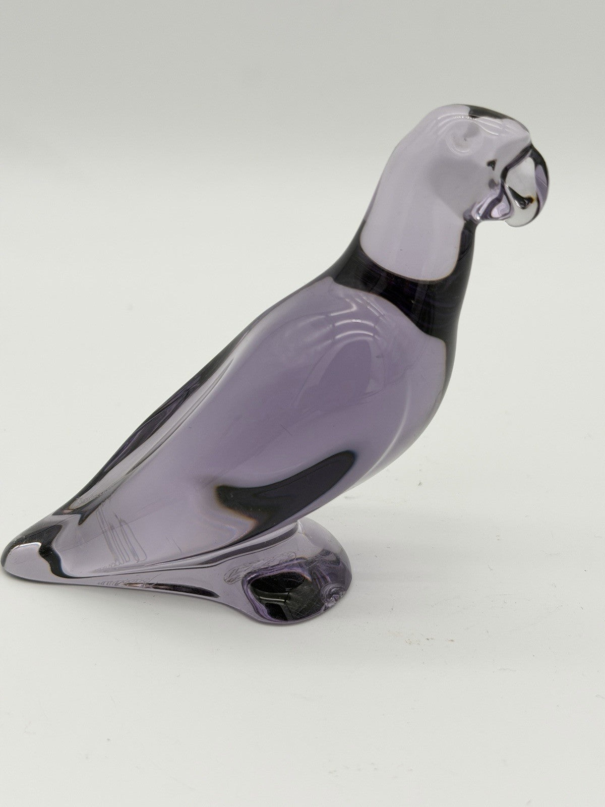 Baccarat Crystal Amethyst Purple Parrot Bird Figurine Signed (flawed)