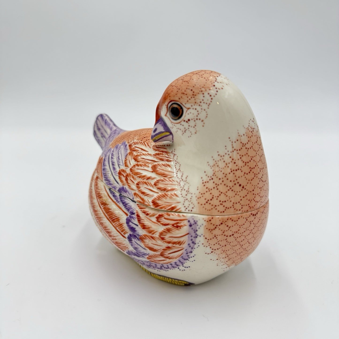 Mottahedeh House Nesting Quail Italy  Handpainted Trinket Box Porcelain Figurine