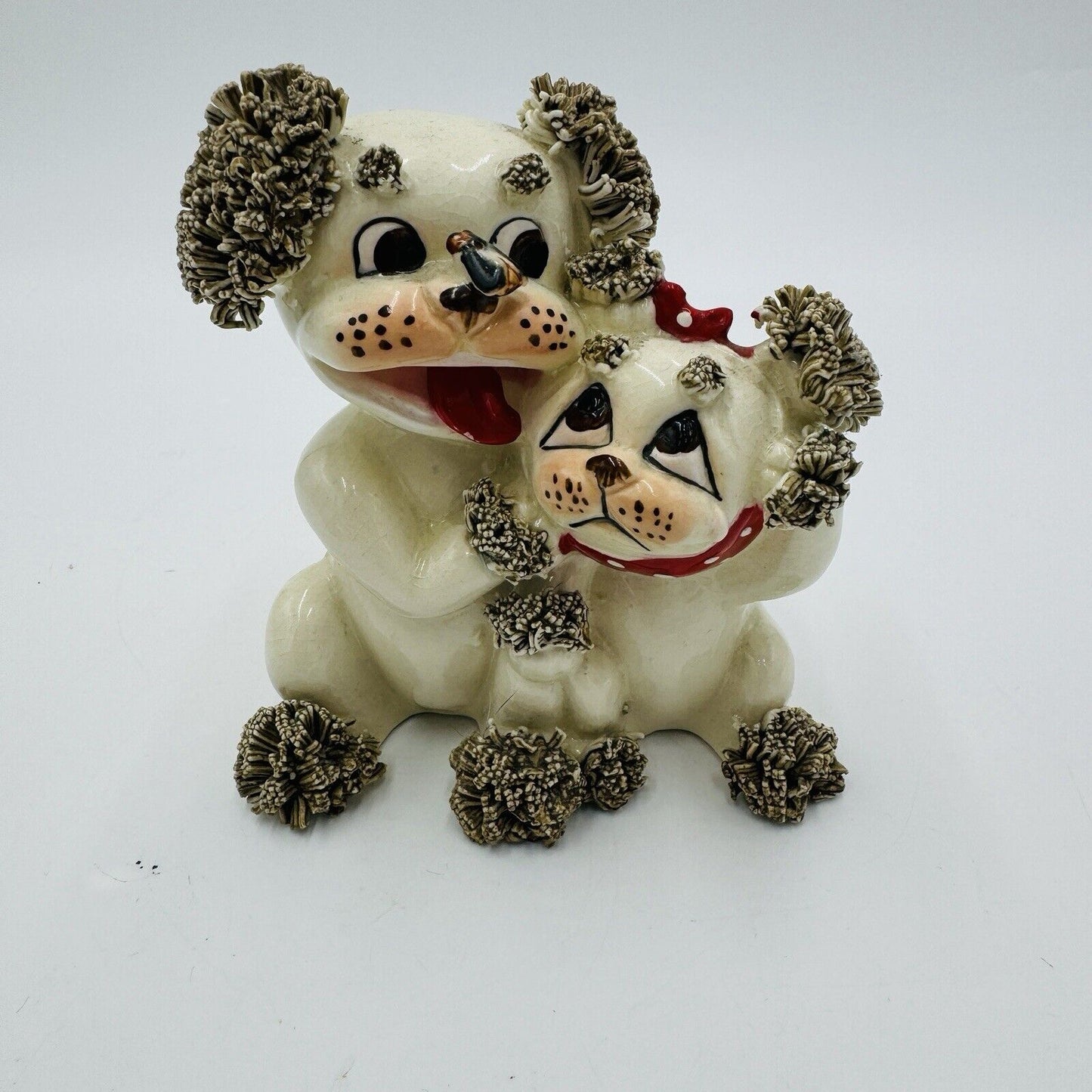 Vintage lefton Spaghetti Hair Dog planter figurine Made in Japan Ceramic 1950’