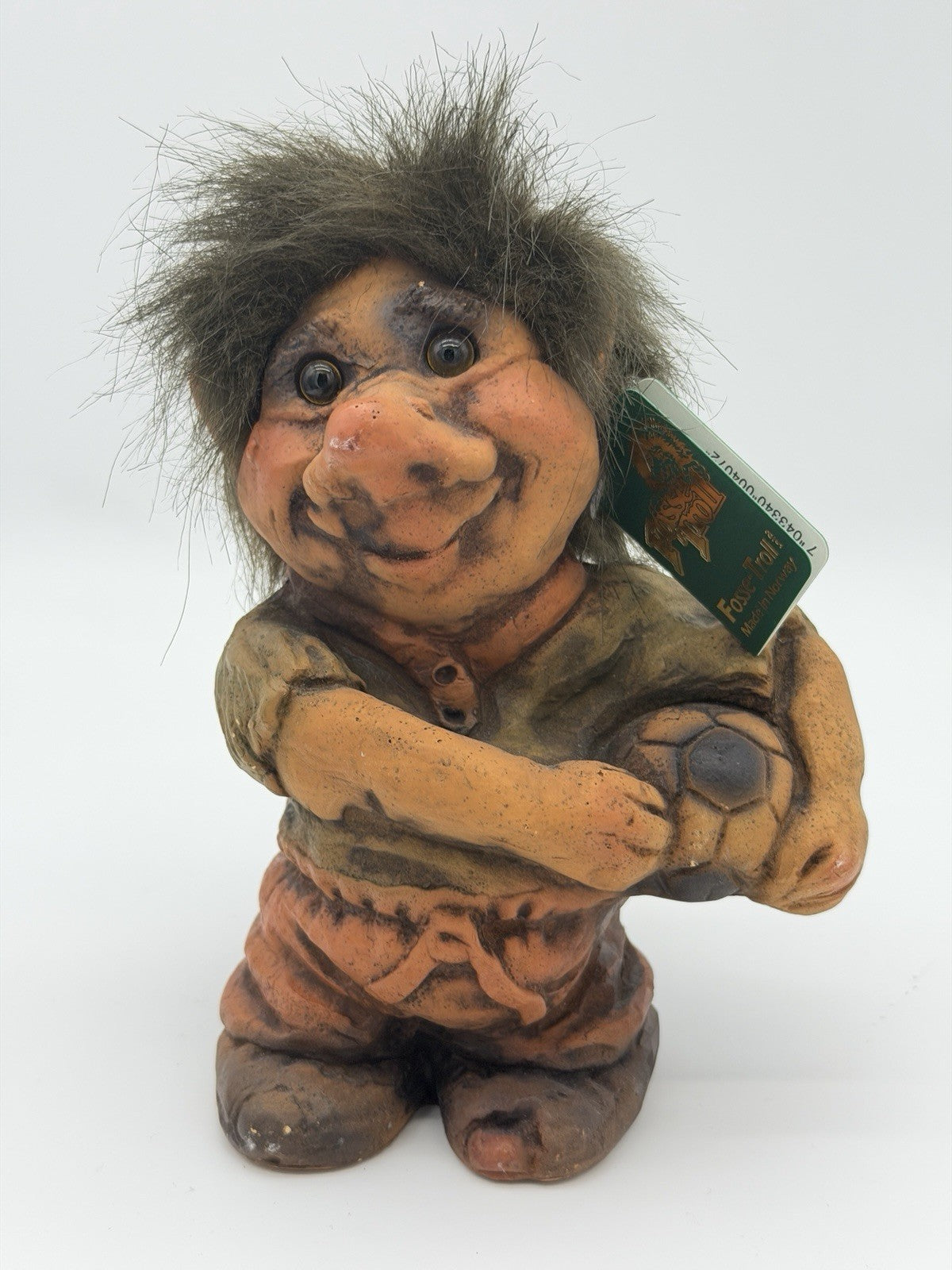 Fosse-Troll Pottery Norway Soccer Ball Boy 7”H W/Tag Sven Schulze Figurine